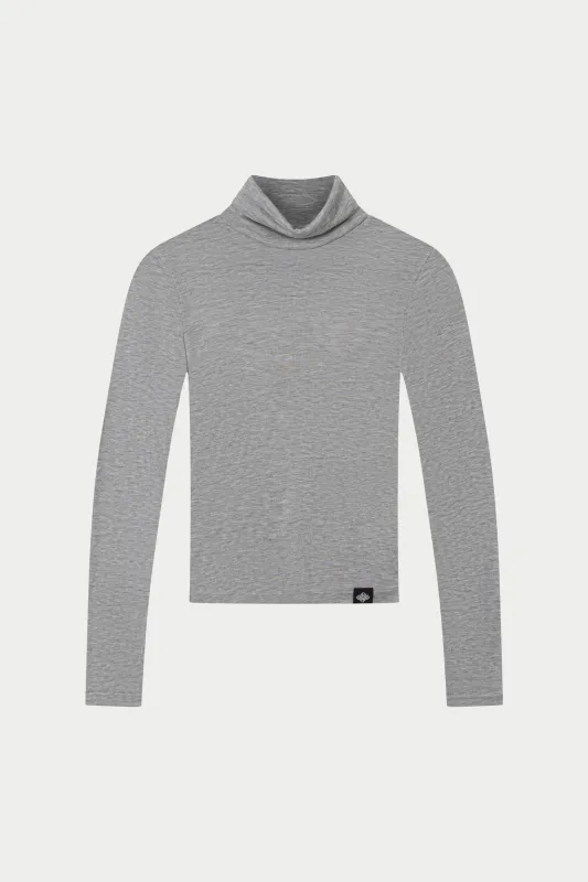 LIGHTWEIGHT ROLL NECK TOP - GREY sold by The Couture Club