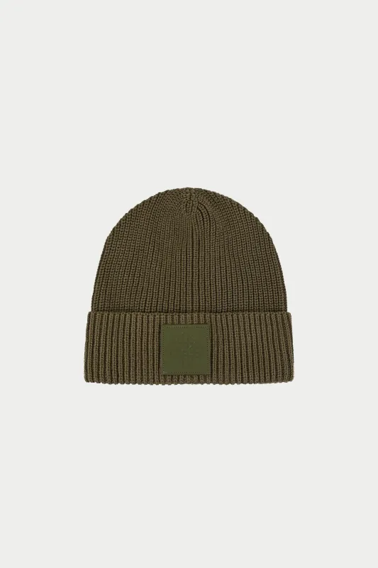 RIBBED EMBLEM BEANIE - KHAKI sold by The Couture Club