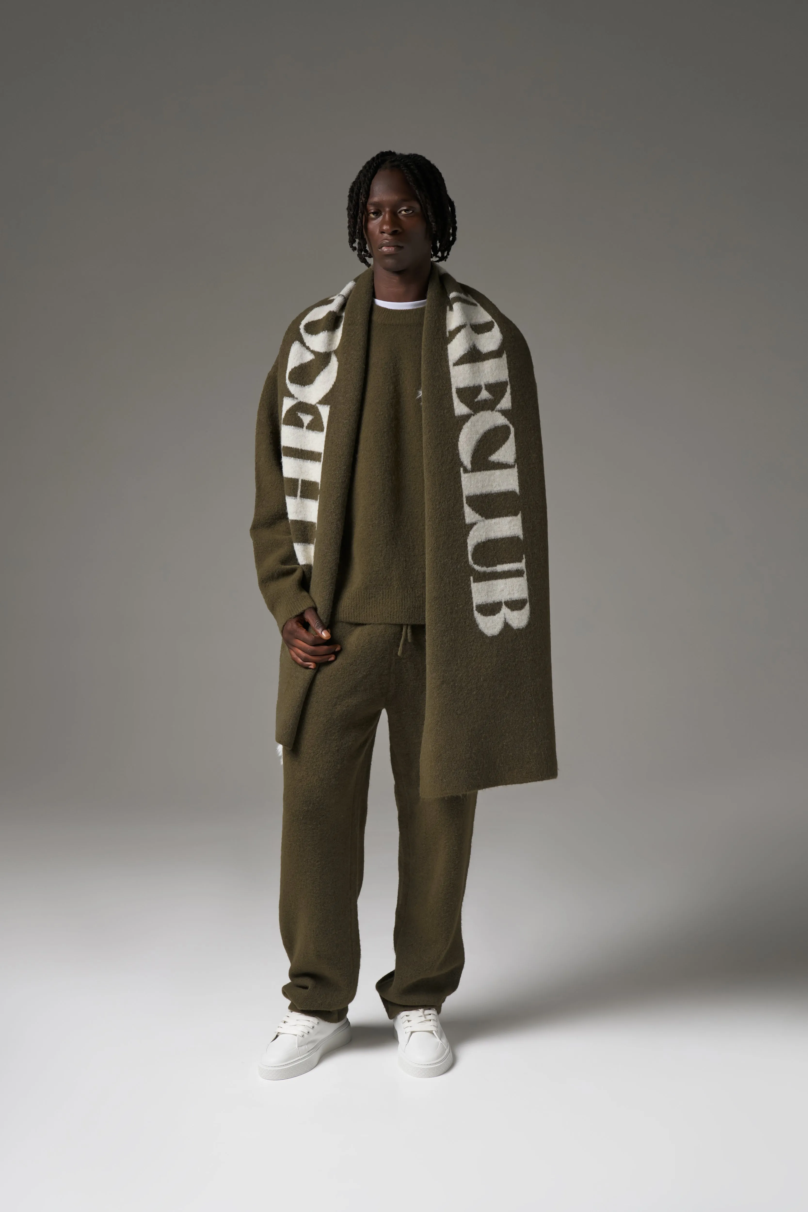 COPYRIGHT KNIT SCARF - KHAKI sold by The Couture Club product image thumbnail 2