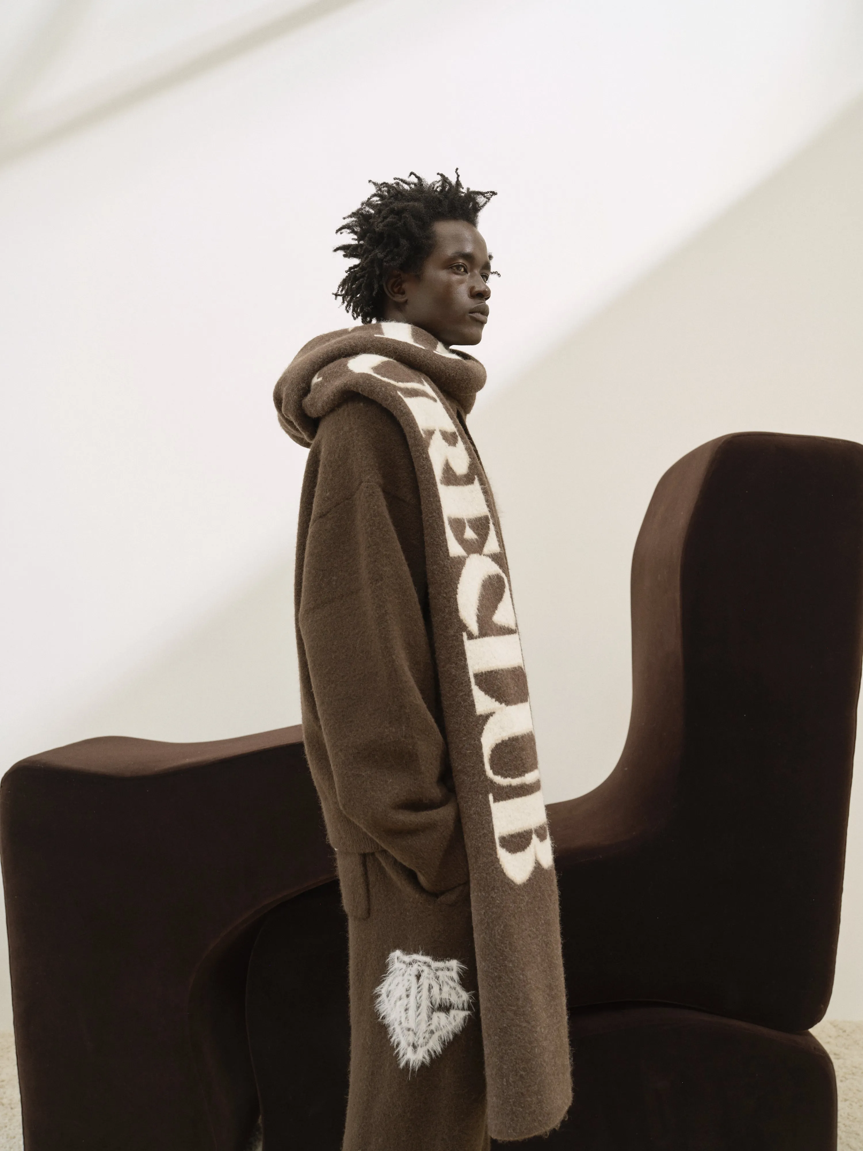 COPYRIGHT KNIT SCARF - BROWN sold by The Couture Club product image thumbnail 2