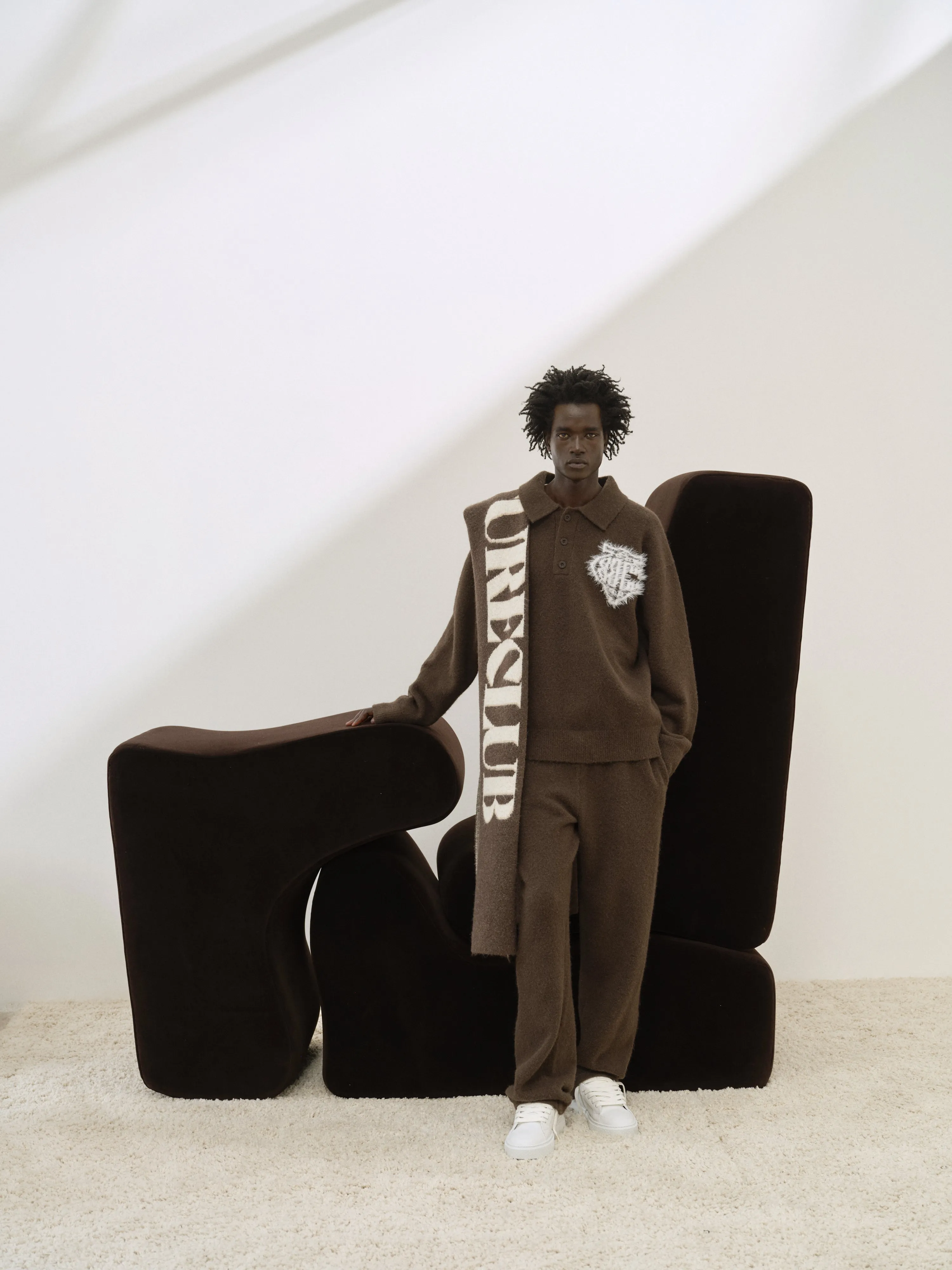 COPYRIGHT KNIT SCARF - BROWN sold by The Couture Club product image thumbnail 4