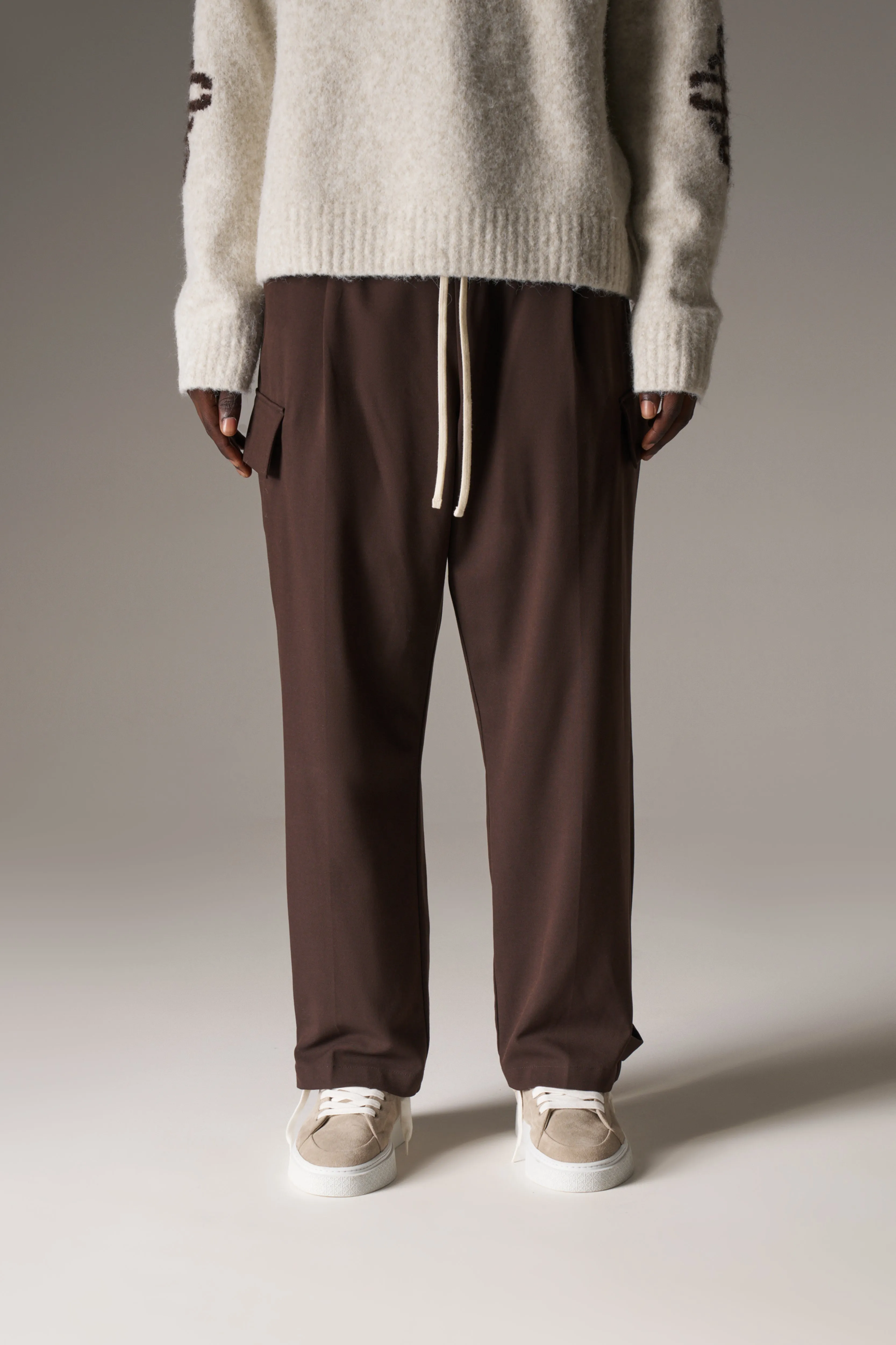 PLEATED WIDE LEG TROUSER - CHOCOLATE sold by The Couture Club product image thumbnail 4