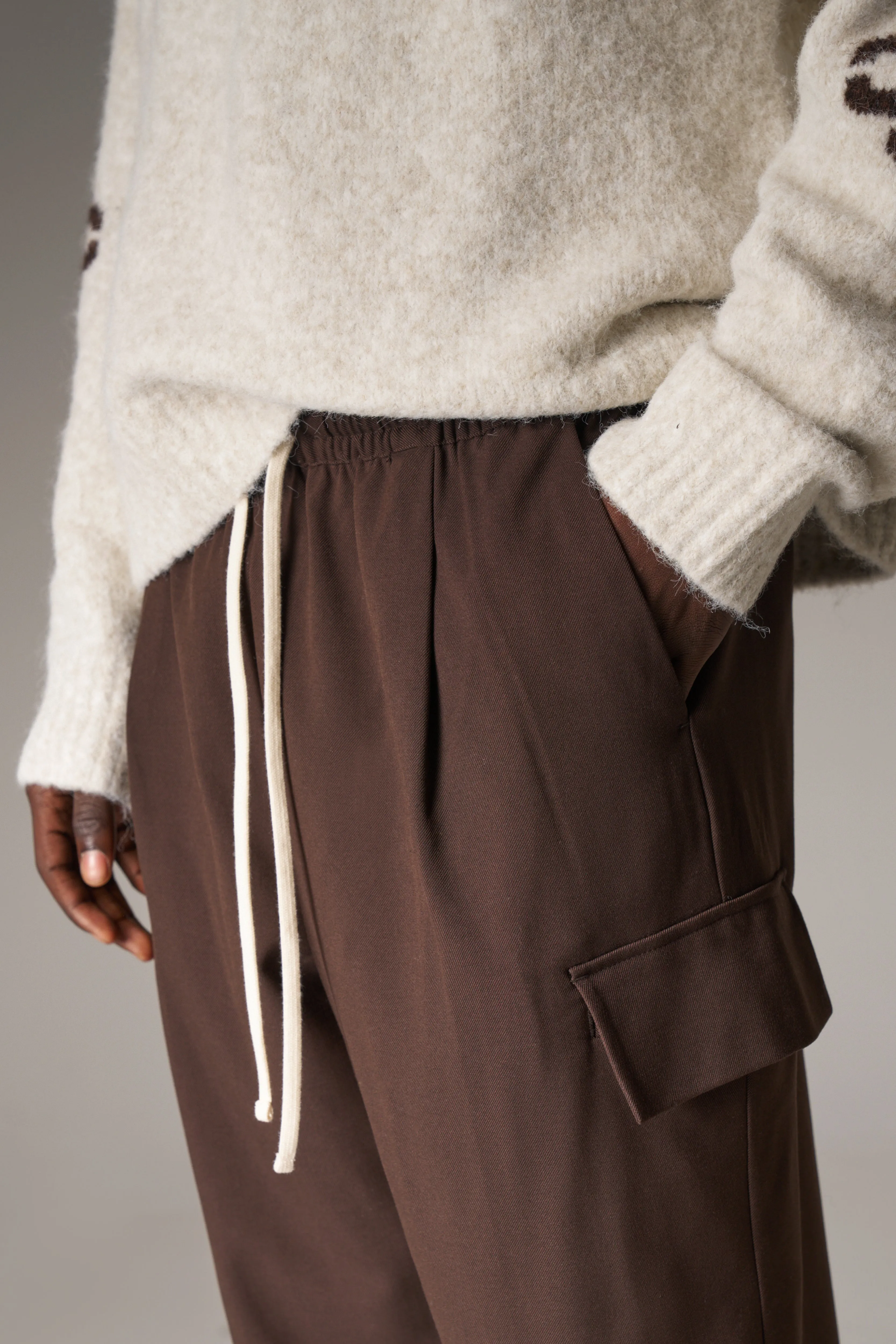 PLEATED WIDE LEG TROUSER - CHOCOLATE sold by The Couture Club product image thumbnail 5