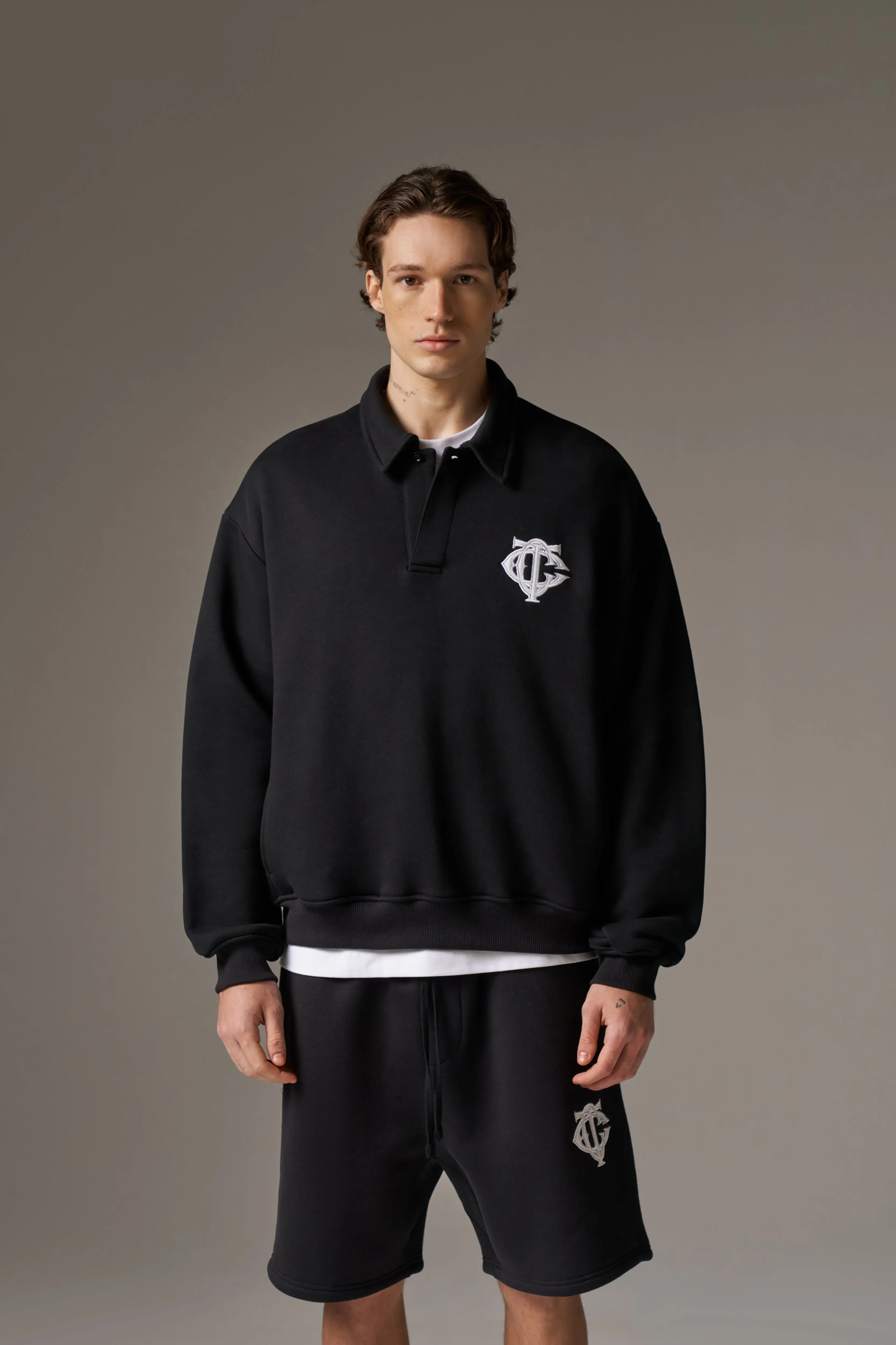 HEAVYWEIGHT MONOGRAM POLO - BLACK sold by The Couture Club product image thumbnail 2