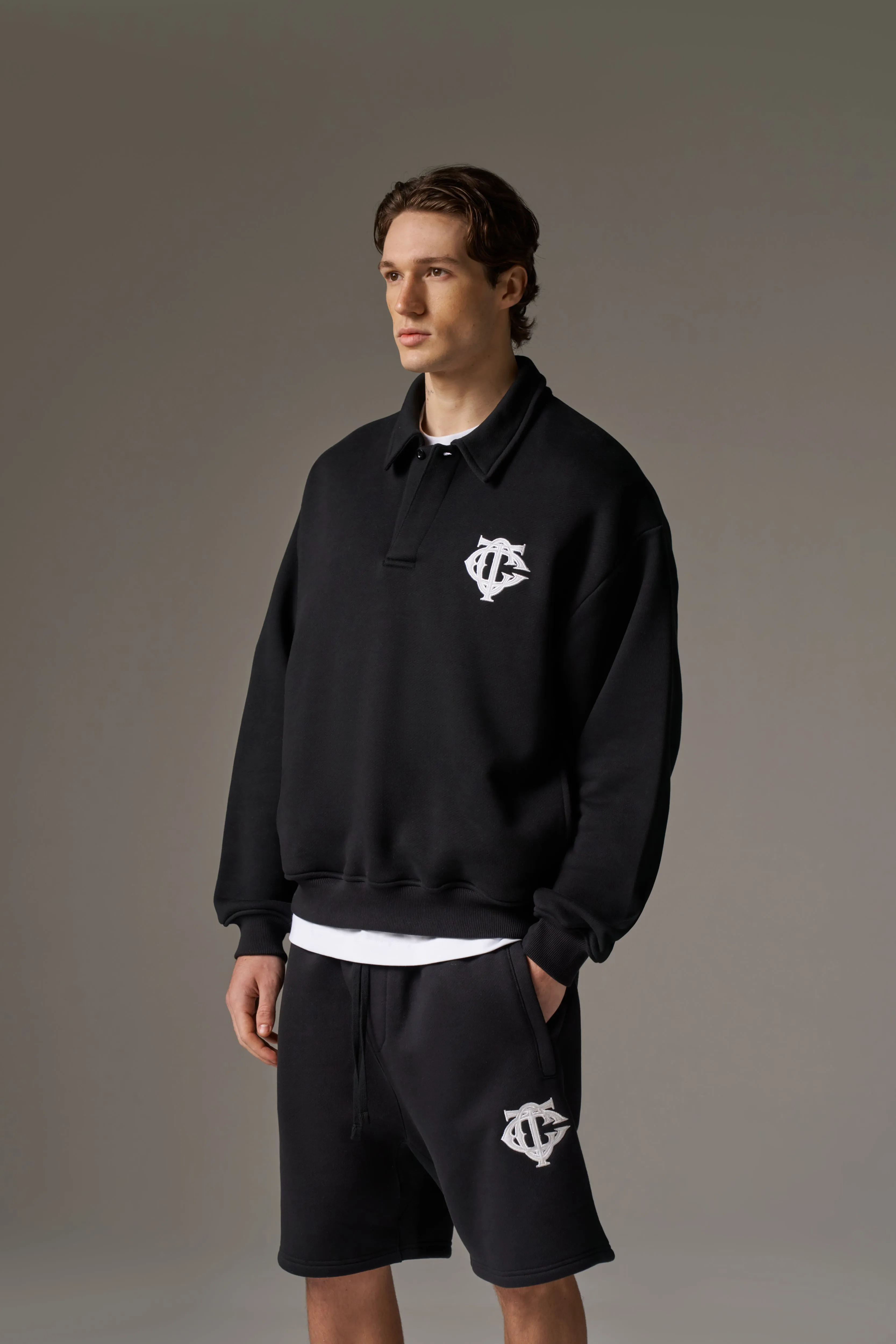 HEAVYWEIGHT MONOGRAM POLO - BLACK sold by The Couture Club product image thumbnail 4