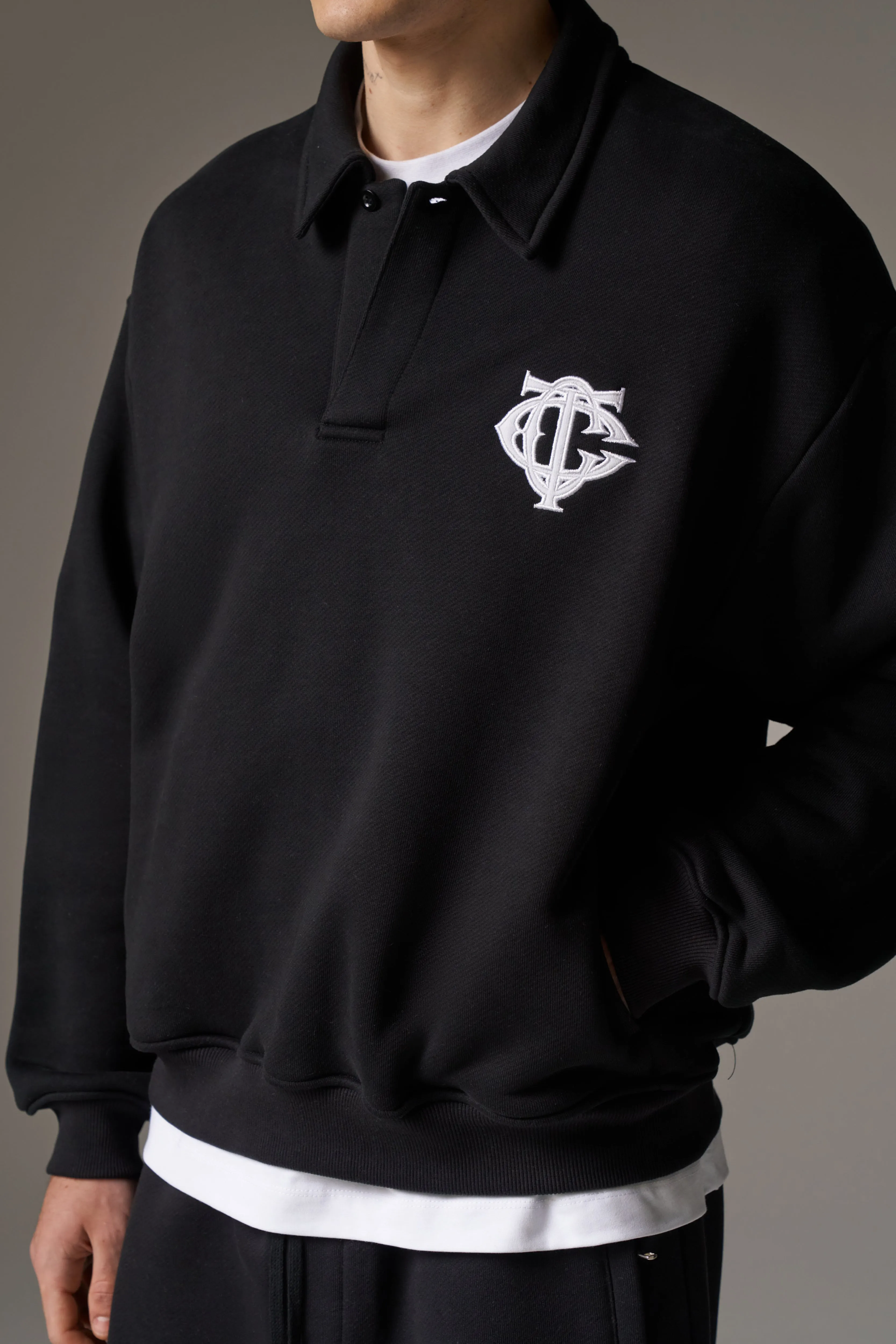 HEAVYWEIGHT MONOGRAM POLO - BLACK sold by The Couture Club product image thumbnail 5