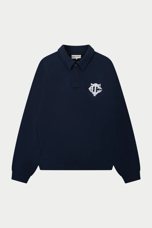 HEAVYWEIGHT MONOGRAM POLO - NAVY sold by The Couture Club