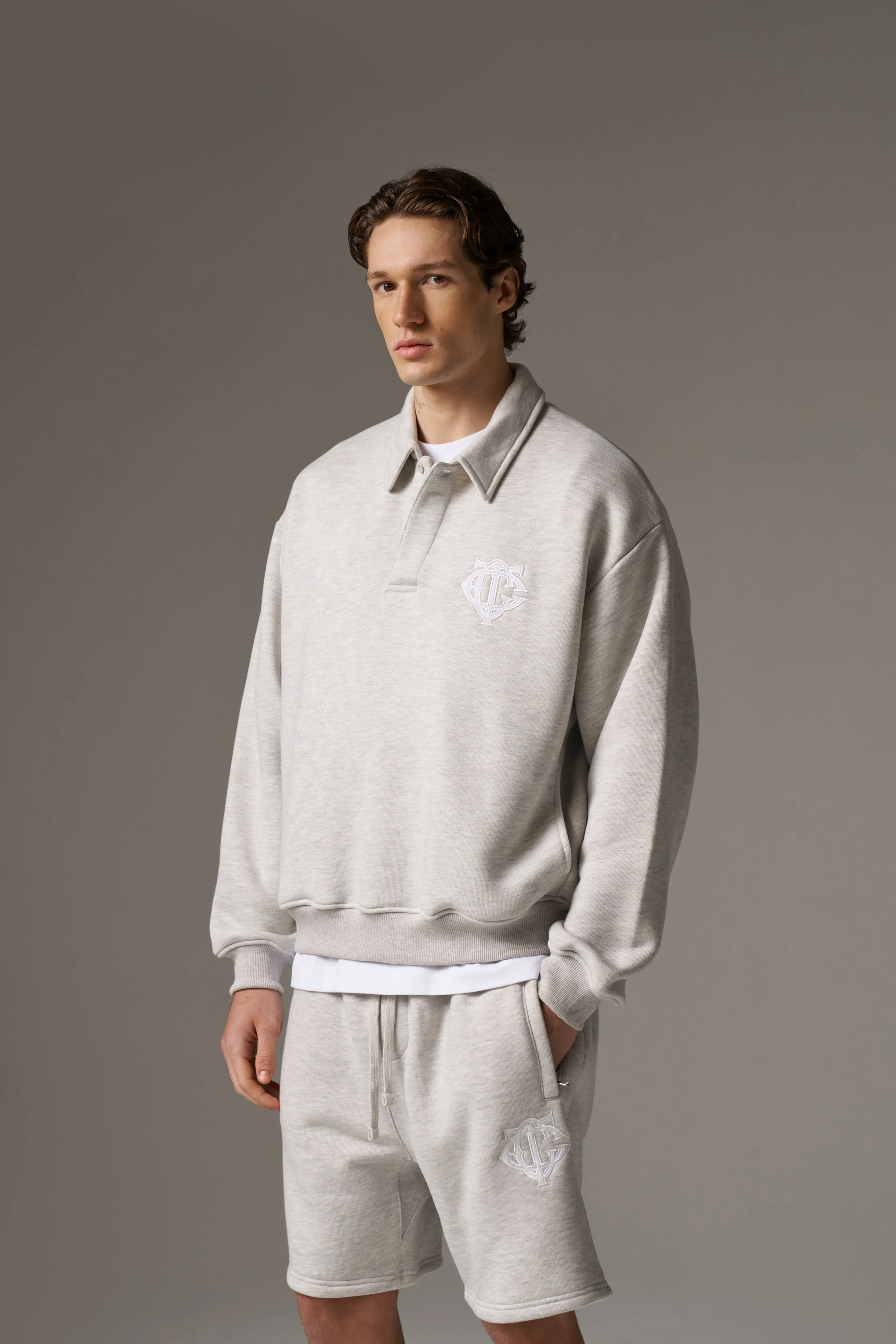 HEAVYWEIGHT MONOGRAM POLO - GREY MARL sold by The Couture Club product image thumbnail 4