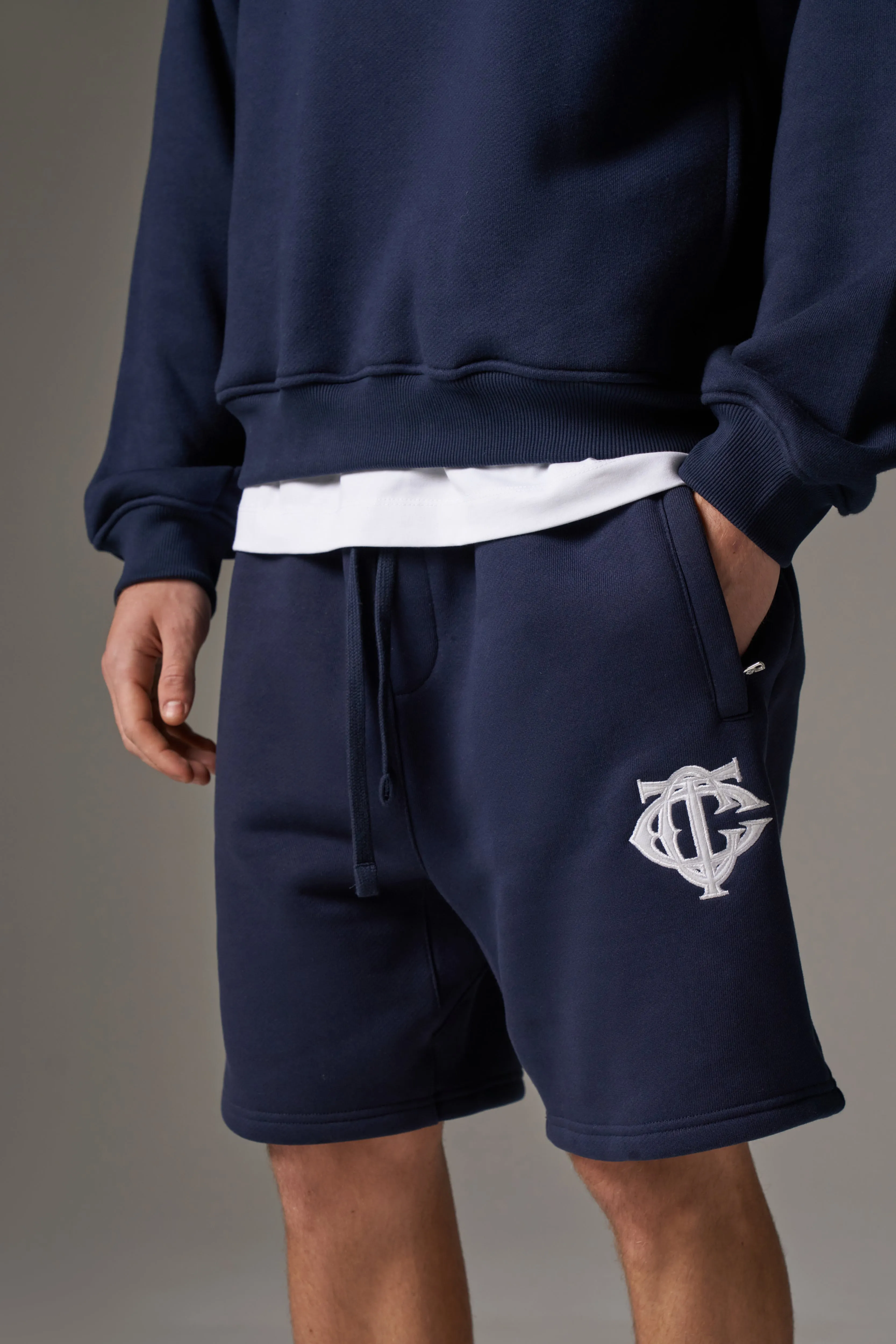 HEAVYWEIGHT MONOGRAM SHORTS - NAVY sold by The Couture Club product image thumbnail 4