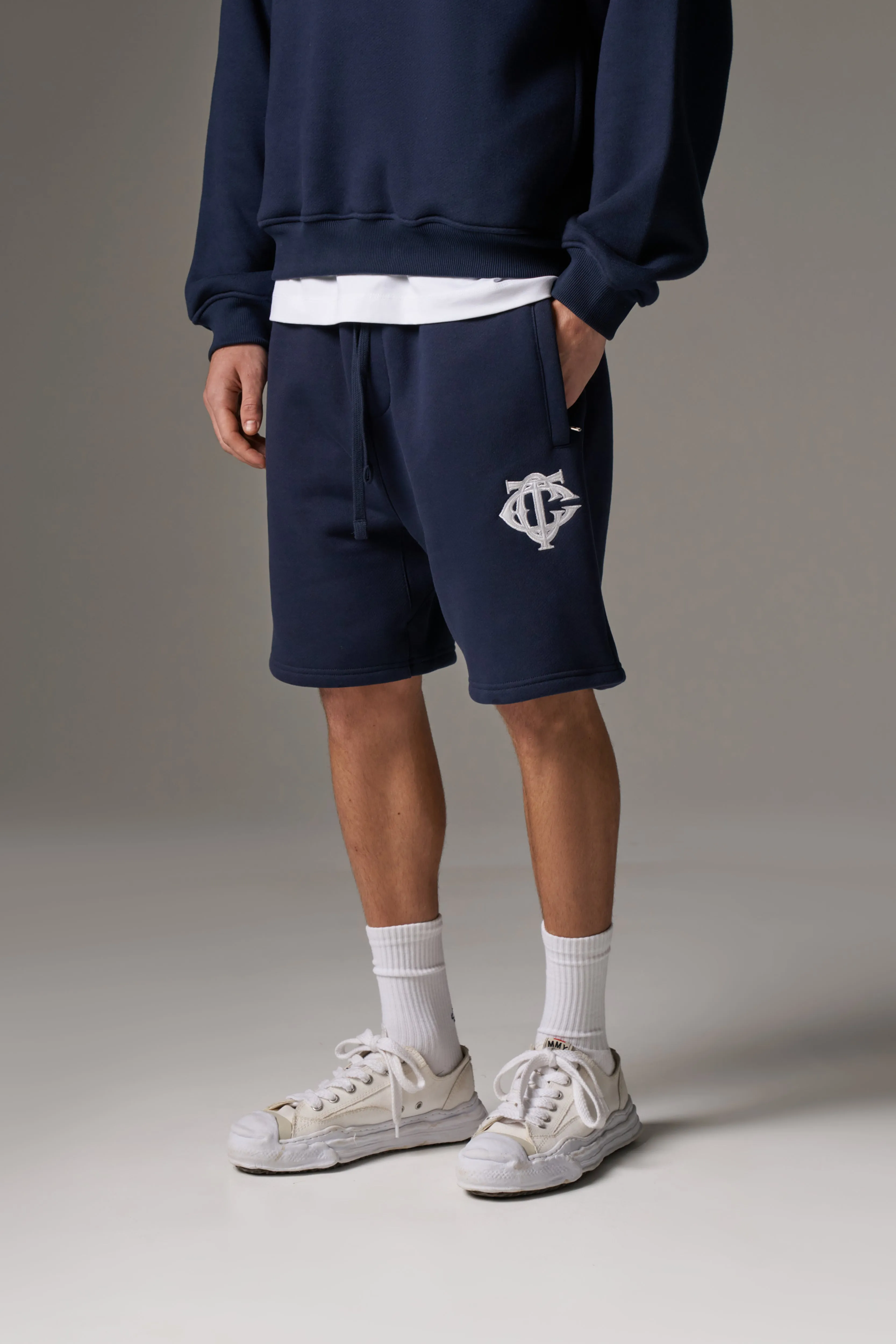HEAVYWEIGHT MONOGRAM SHORTS - NAVY sold by The Couture Club product image thumbnail 2