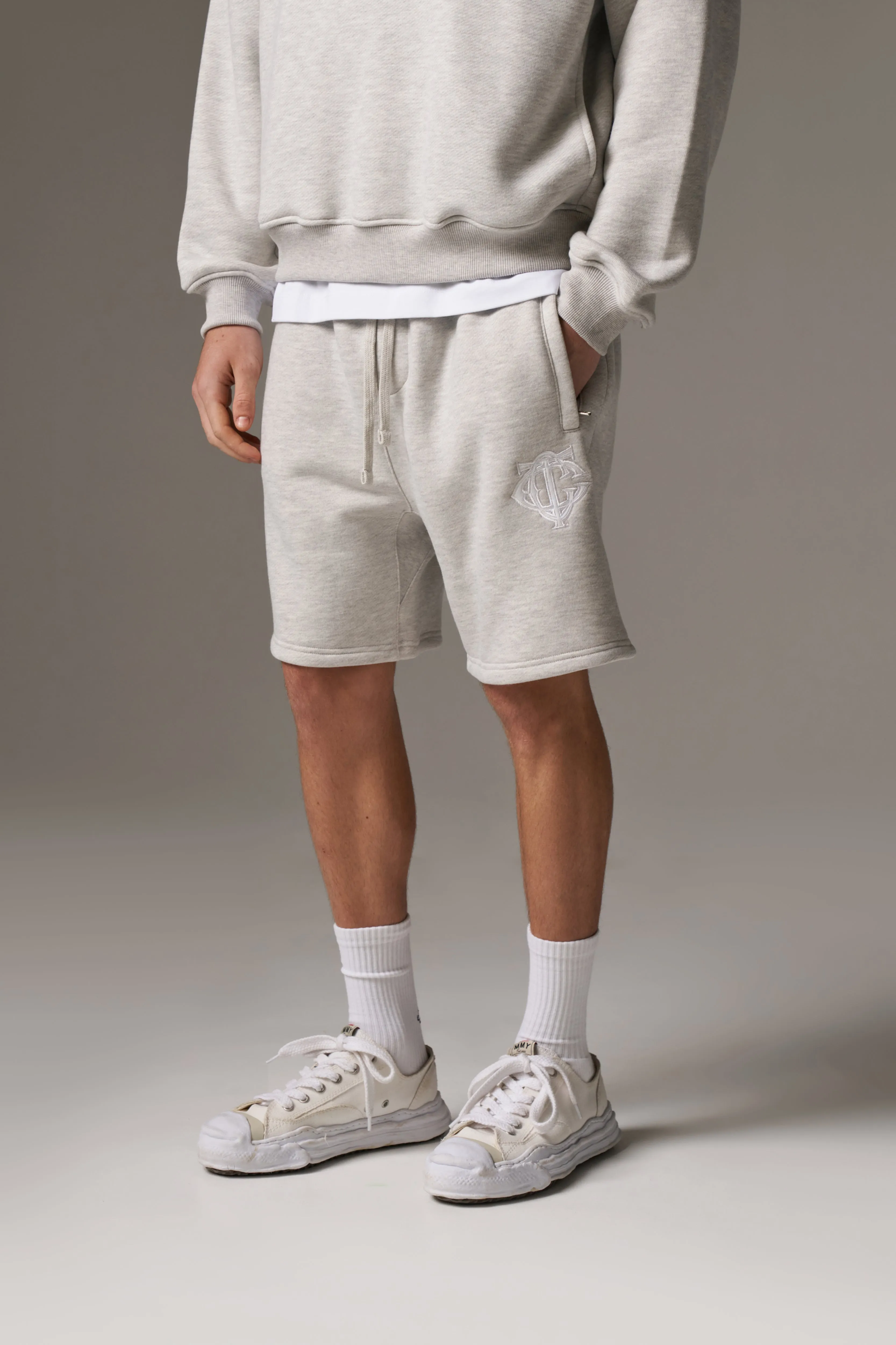 HEAVYWEIGHT MONOGRAM SHORTS - GREY MARL sold by The Couture Club product image thumbnail 2