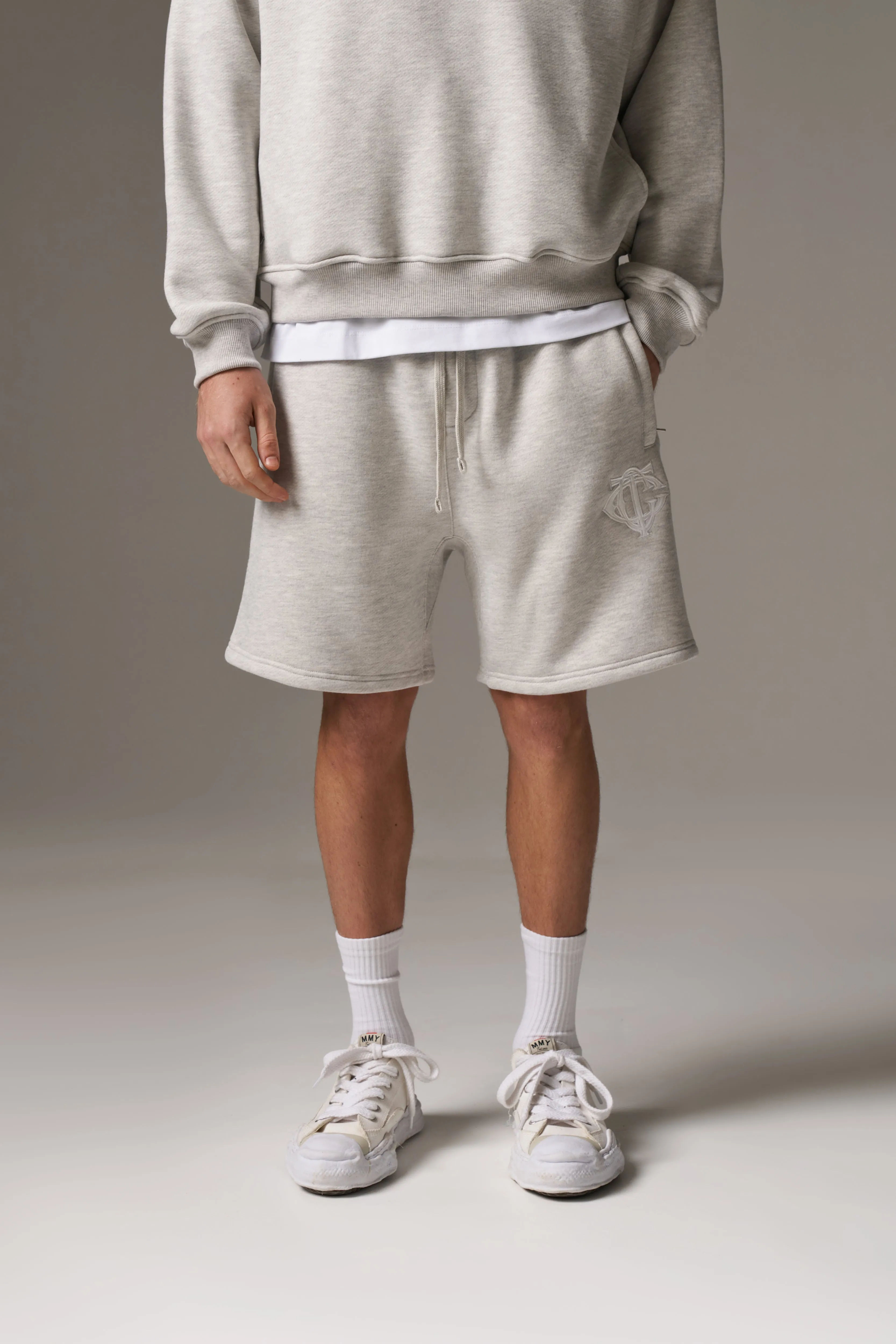 HEAVYWEIGHT MONOGRAM SHORTS - GREY MARL sold by The Couture Club product image thumbnail 4