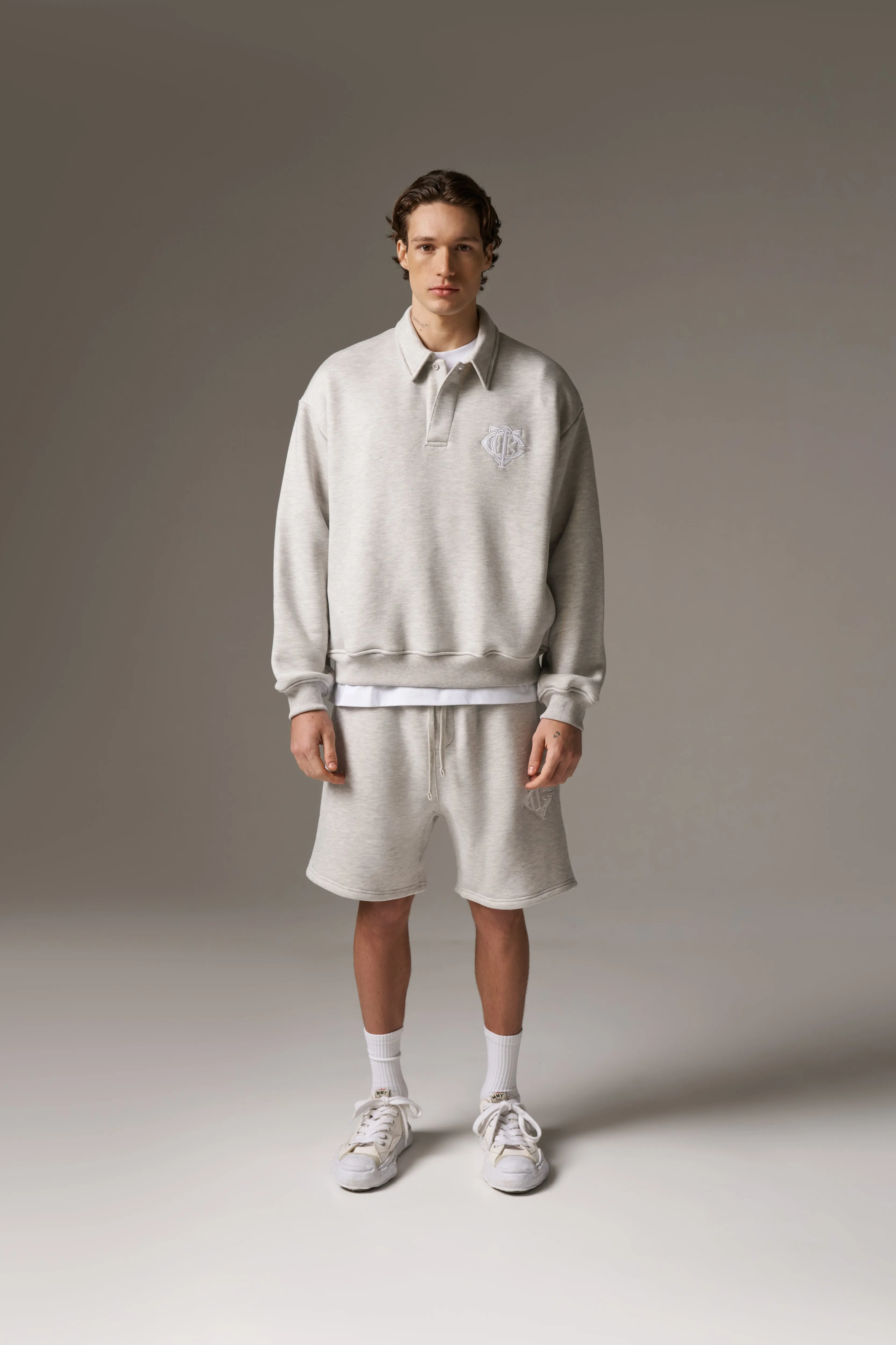 HEAVYWEIGHT MONOGRAM SHORTS - GREY MARL sold by The Couture Club product image thumbnail 3