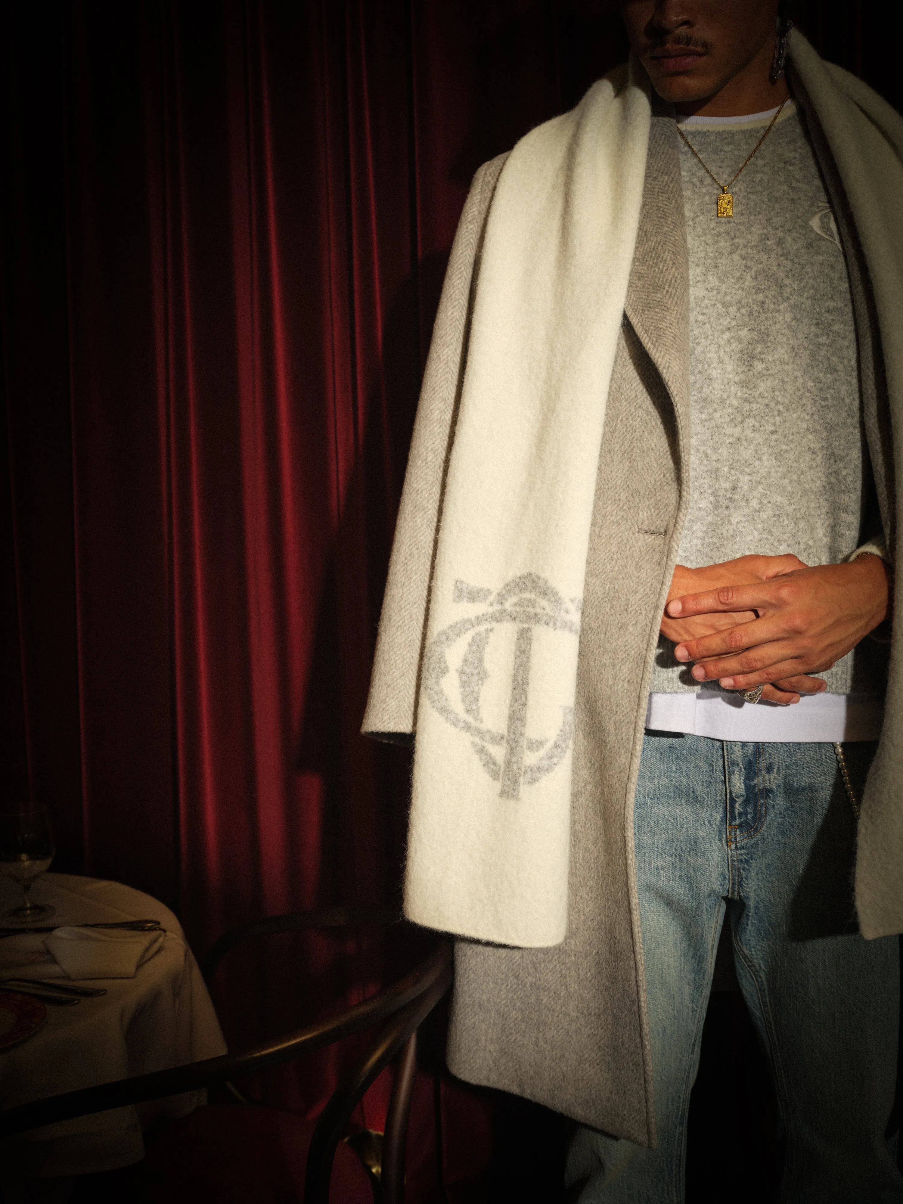 MONOGRAM SCARF - OFF WHITE sold by The Couture Club product image thumbnail 4