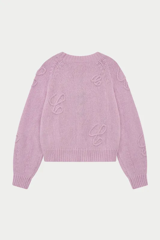 SCRIPT APPLIQUE OVERSIZED JUMPER - PINK sold by The Couture Club