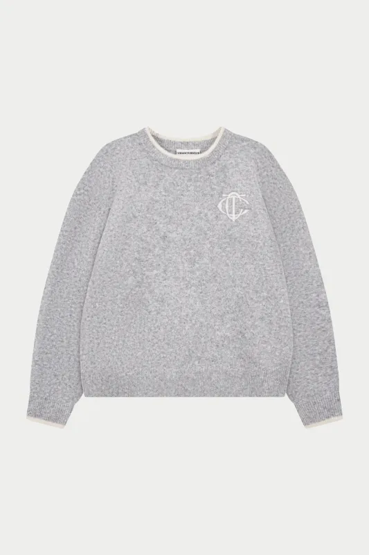 MONOGRAM KNITTED CREW - GREY sold by The Couture Club