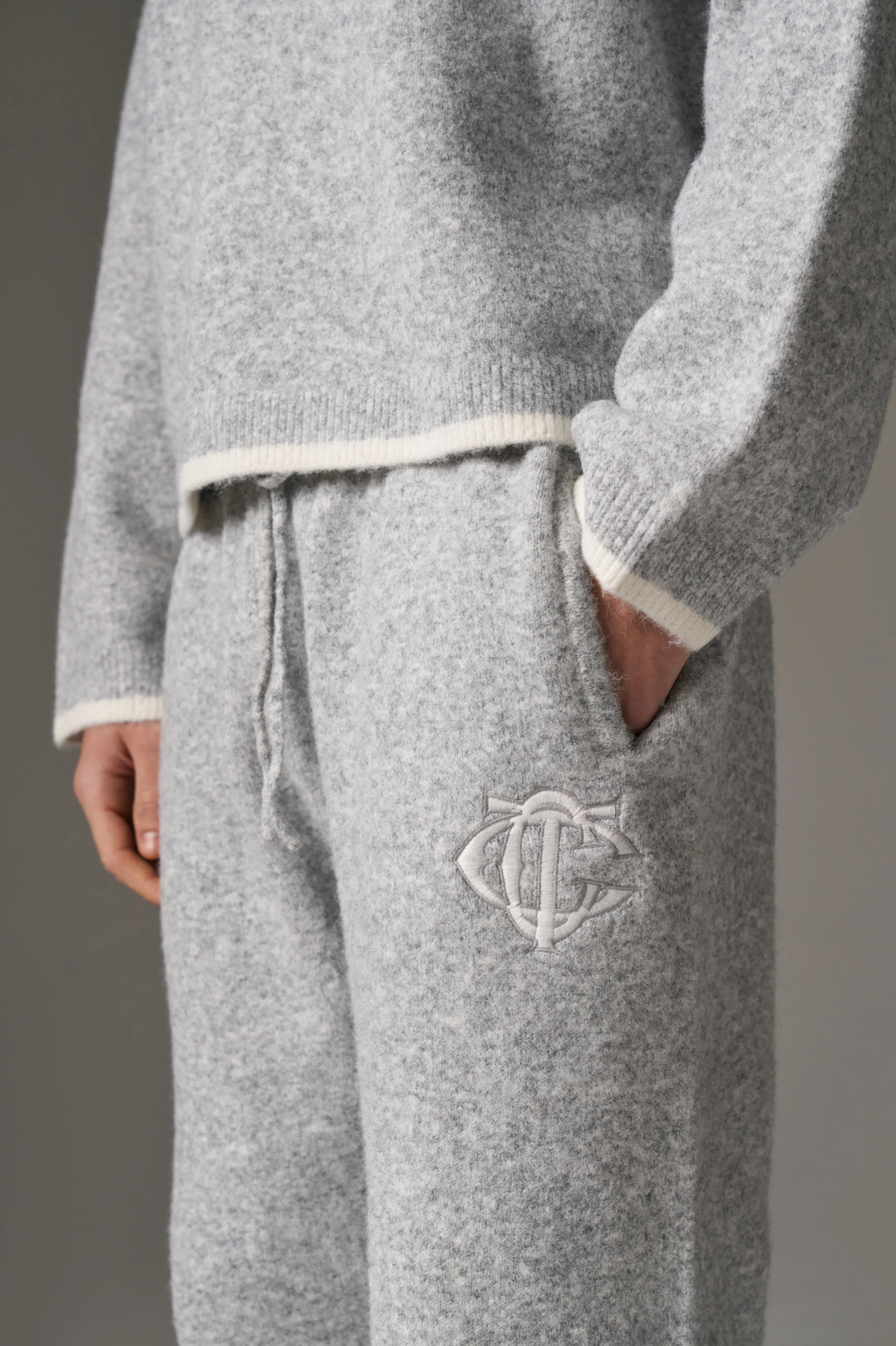 MONOGRAM KNITTED JOGGERS - GREY sold by The Couture Club product image thumbnail 4