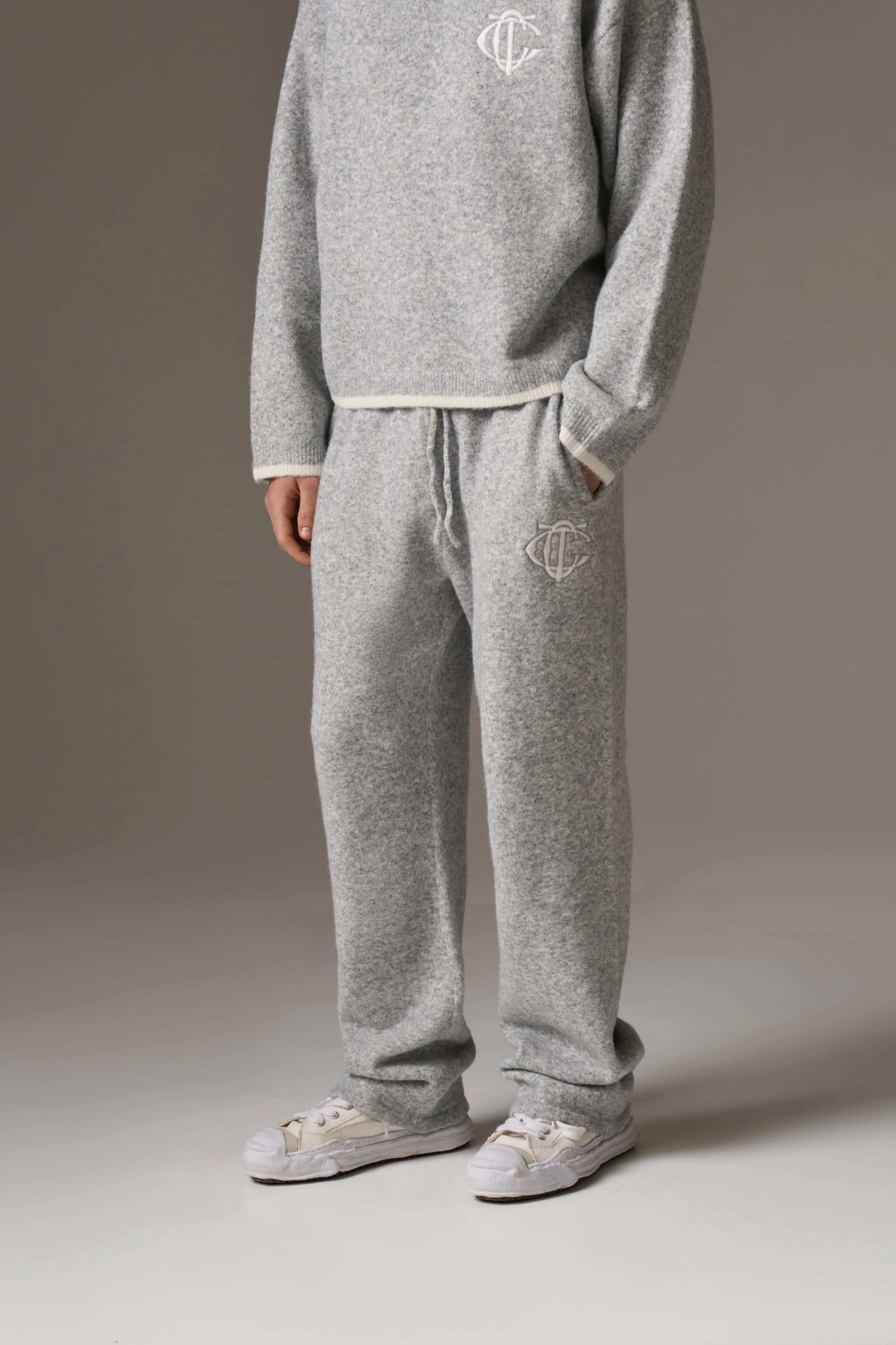 MONOGRAM KNITTED JOGGERS - GREY sold by The Couture Club product image thumbnail 2