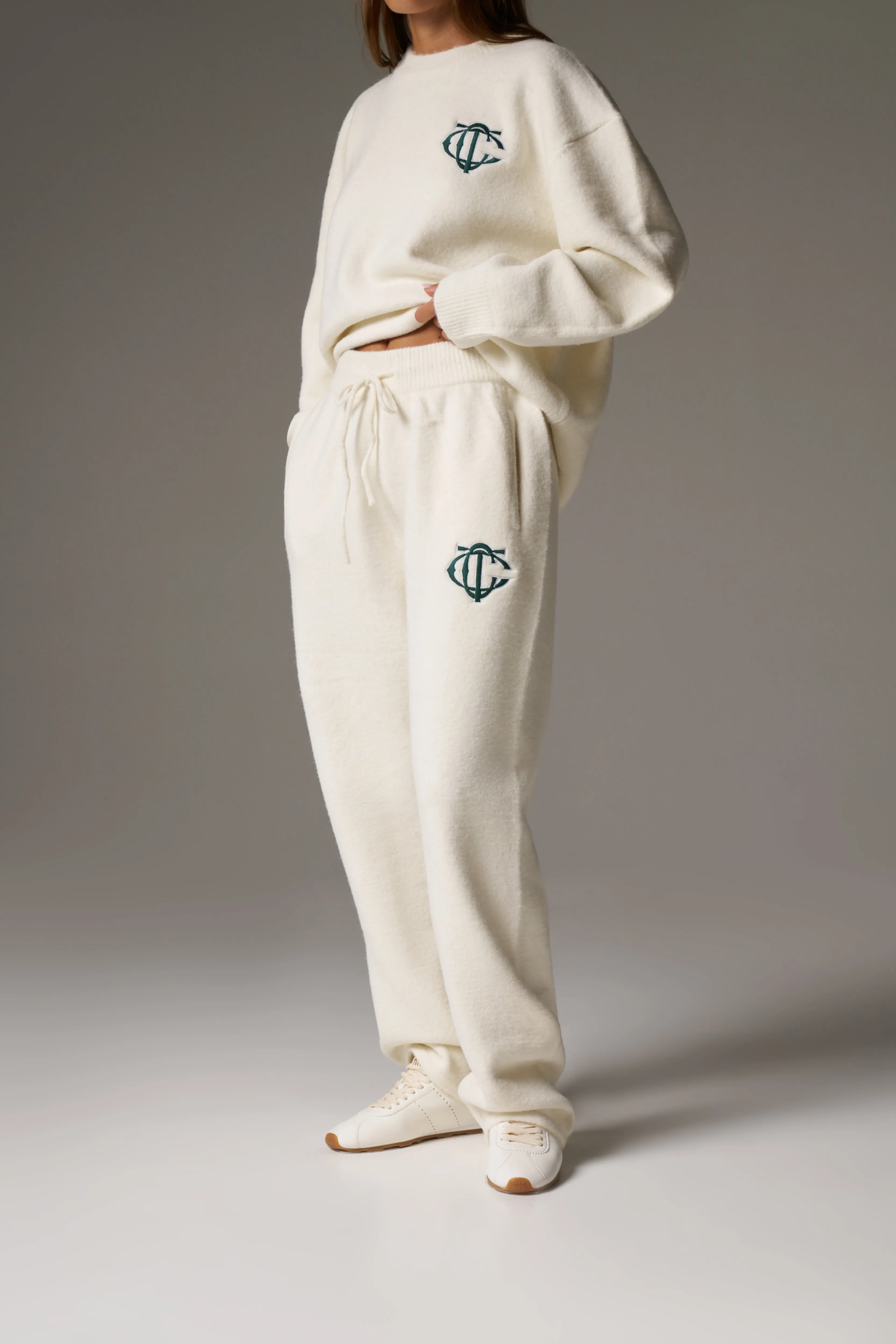 MONOGRAM KNITTED JOGGERS - OFF WHITE sold by The Couture Club product image thumbnail 3