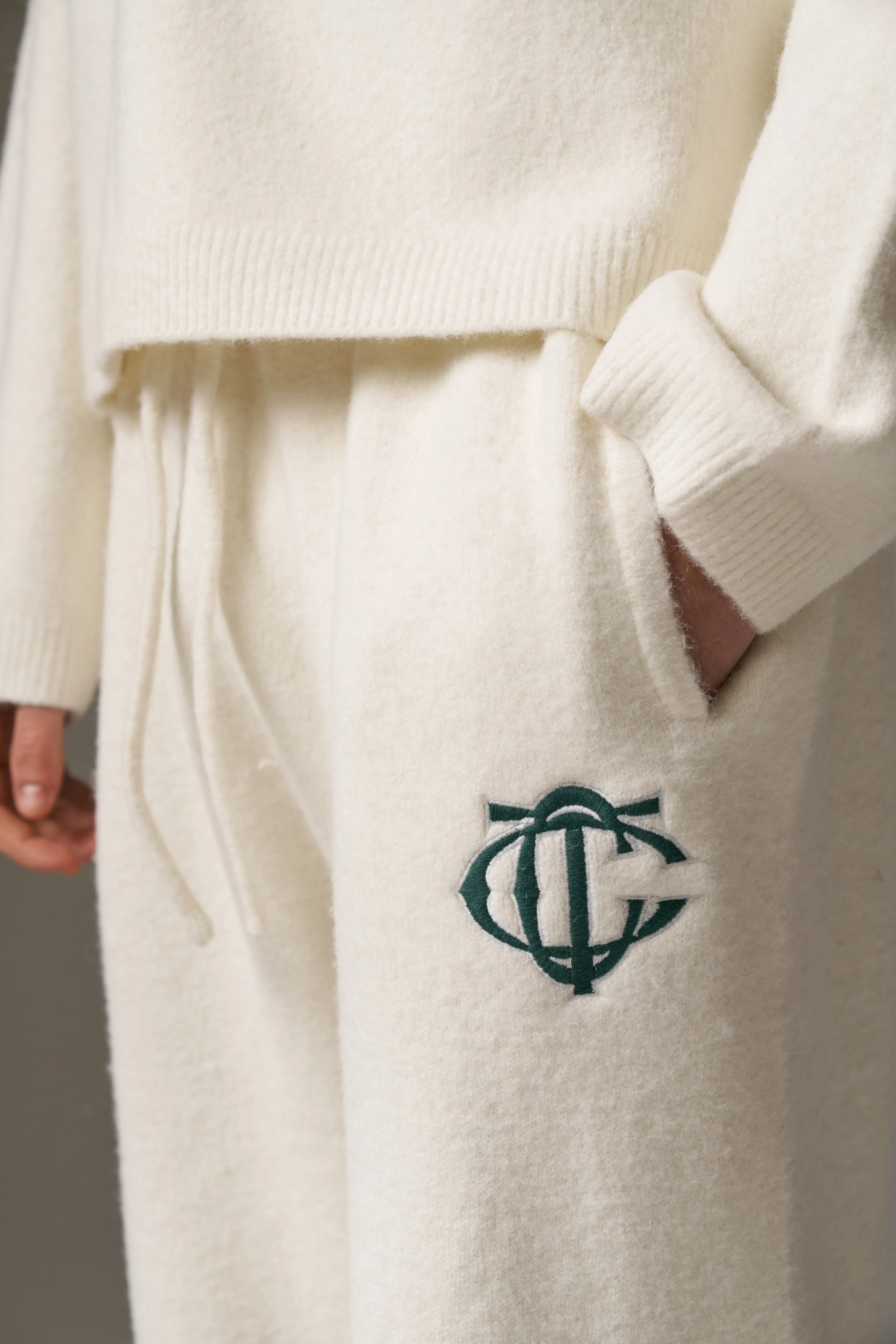MONOGRAM KNITTED JOGGERS - OFF WHITE sold by The Couture Club product image thumbnail 4