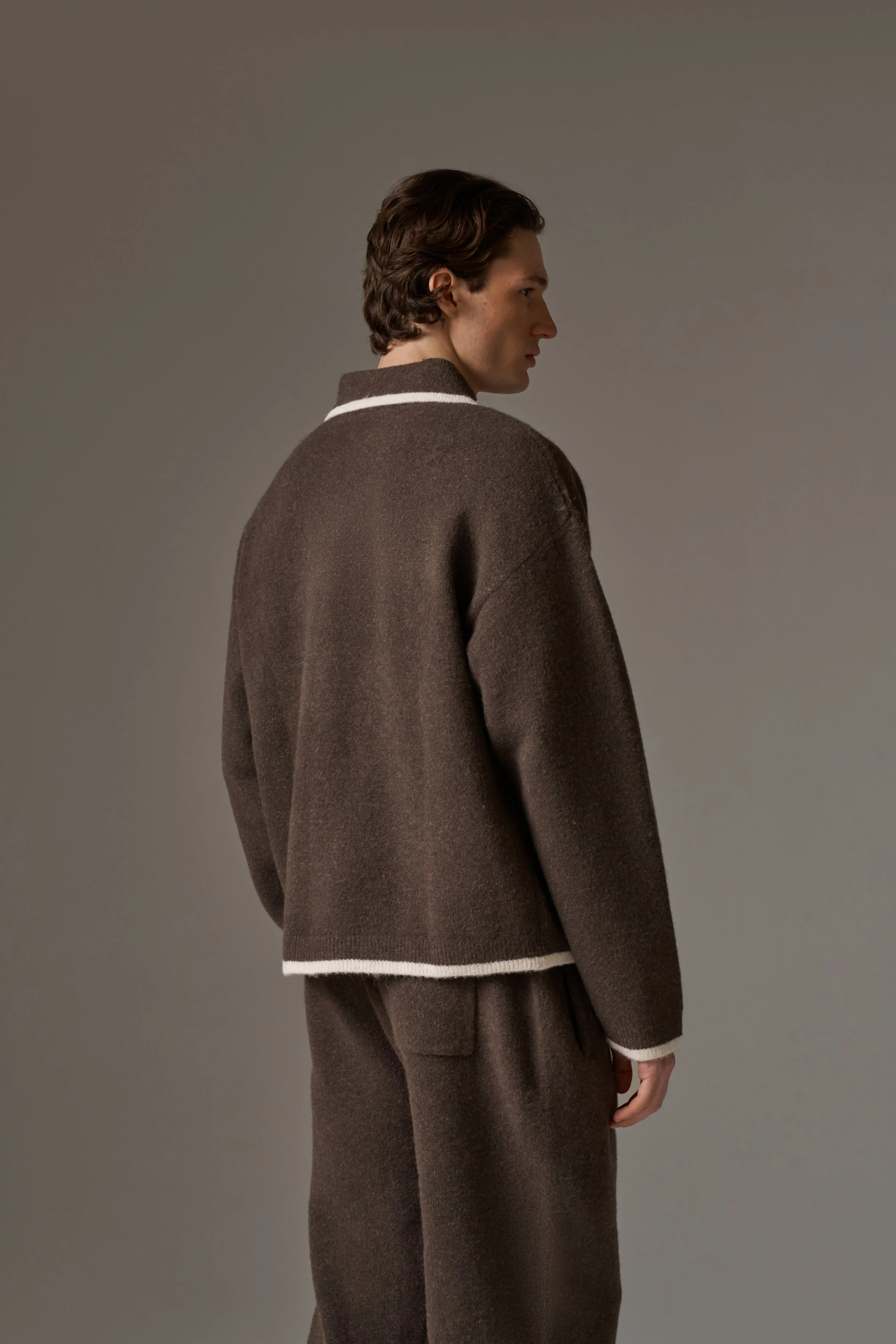 MONOGRAM KNITTED POLO TOP - BROWN sold by The Couture Club product image thumbnail 5