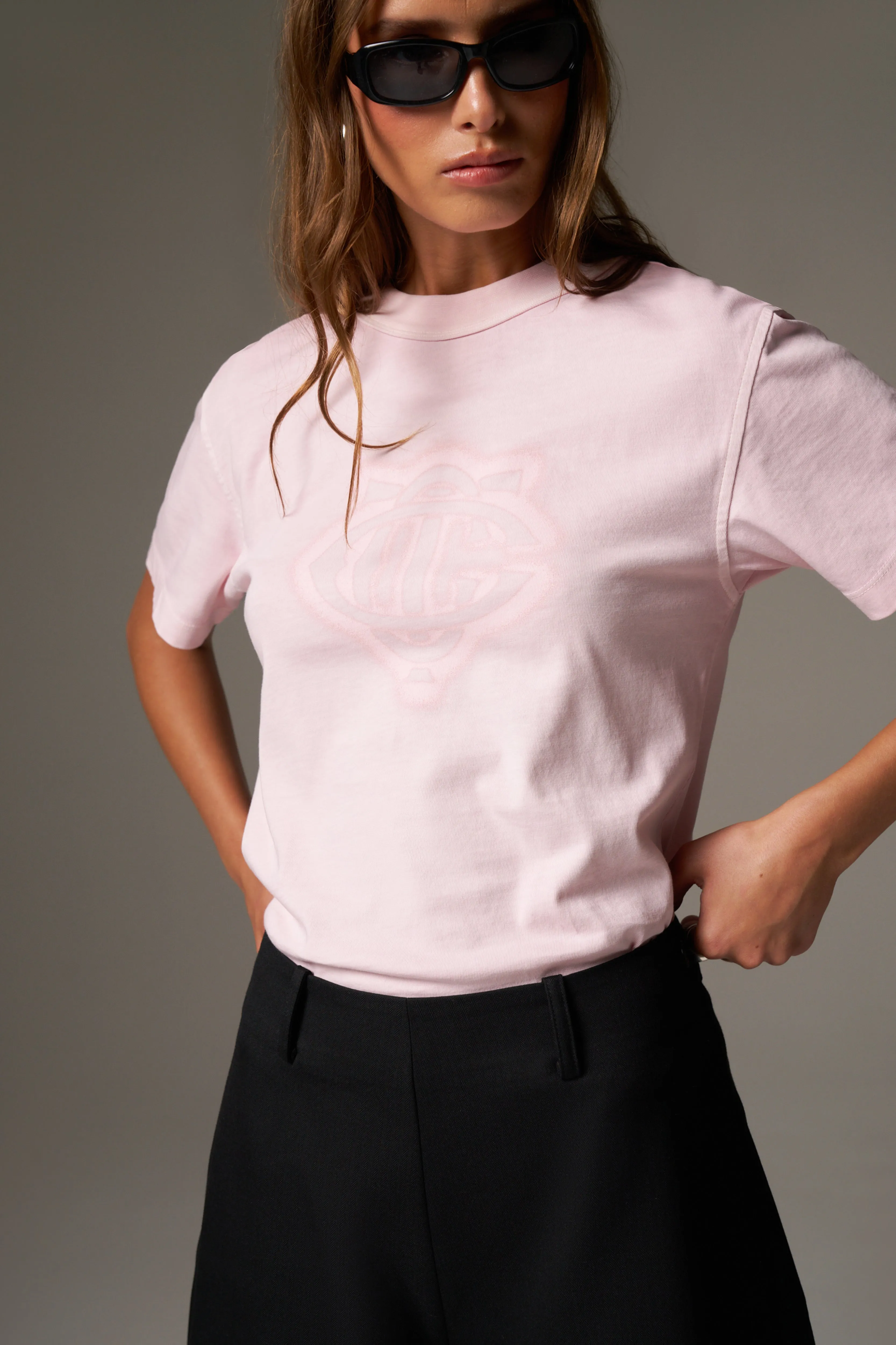 SHADOW PRINT EMBLEM T-SHIRT - WASHED PINK sold by The Couture Club product image thumbnail 4