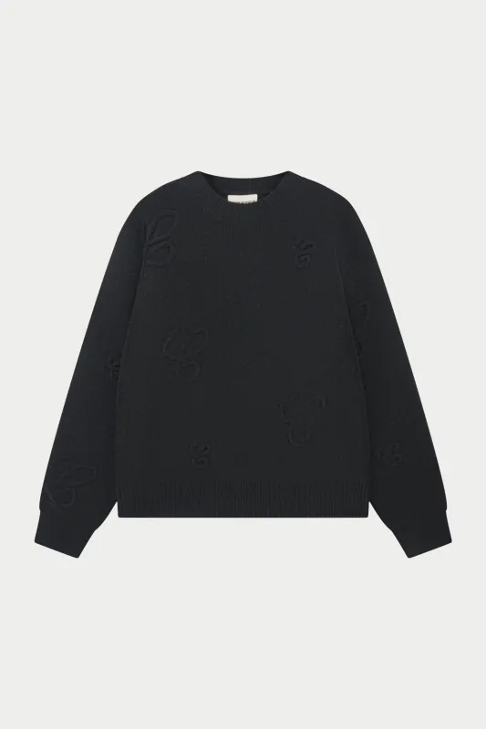 SCRIPT APPLIQUE JUMPER - BLACK sold by The Couture Club