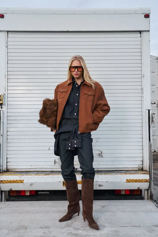 RELAXED LONG SLEEVE DENIM SHIRT - DARK INDIGO sold by The Couture Club