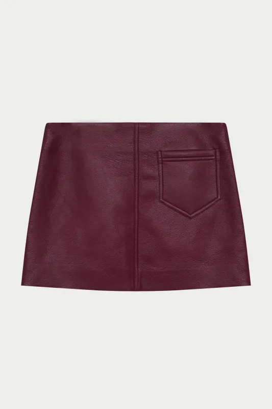 FAUX LEATHER MINI SKIRT - BURGUNDY sold by The Couture Club