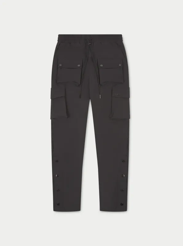 TECHNICAL STRETCH POPPER DETAIL CARGO PANTS - CHARCOAL sold by The Couture Club