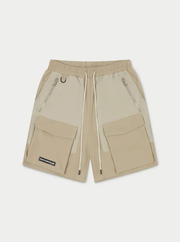 PANELLED CARGO SHORTS - BEIGE sold by The Couture Club