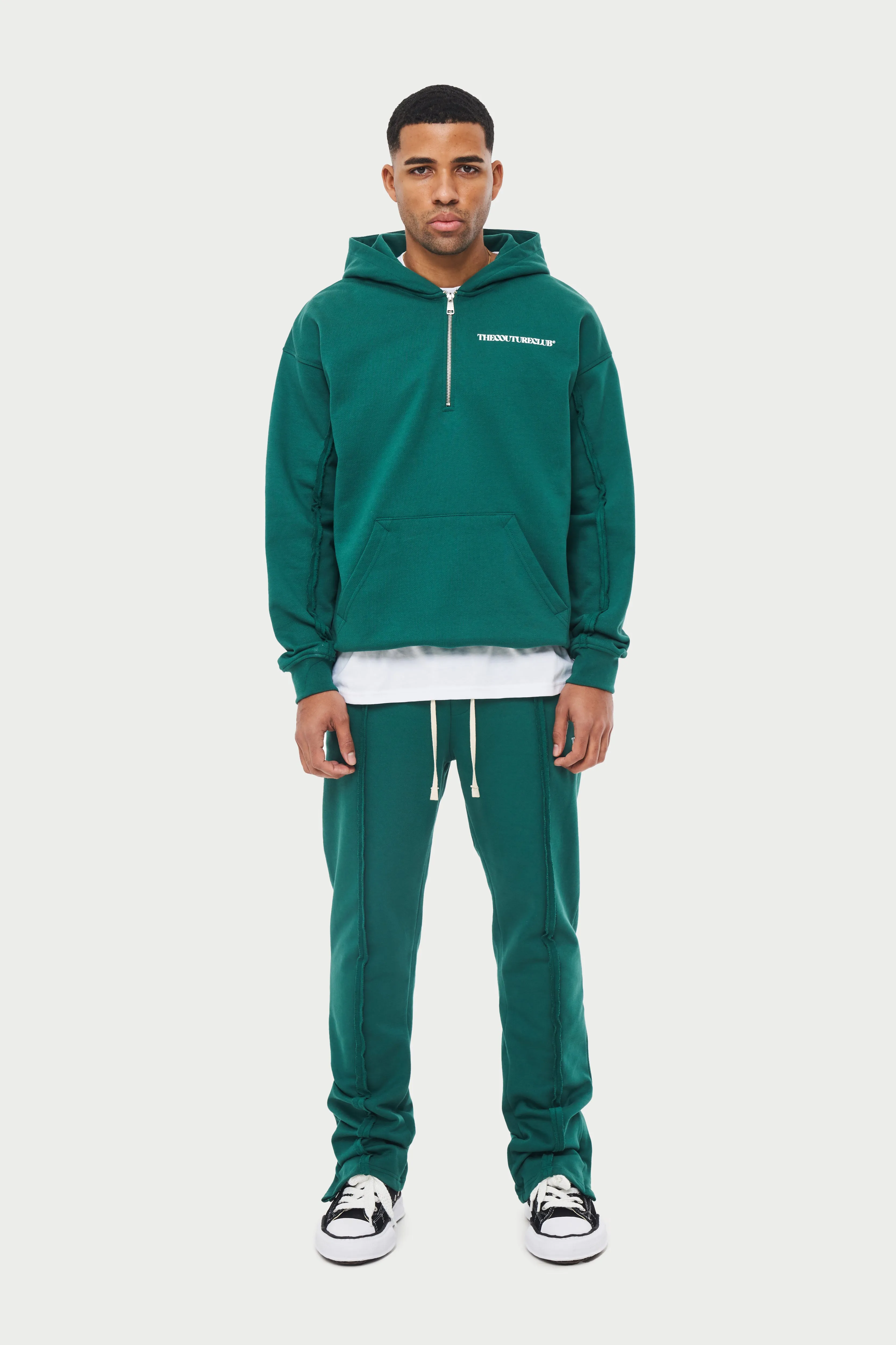 RAW SEAM STRAIGHT LEG JOGGERS - FOREST GREEN sold by The Couture Club product image thumbnail 5