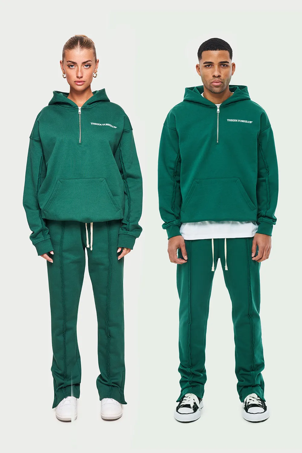 RAW SEAM STRAIGHT LEG JOGGERS - FOREST GREEN sold by The Couture Club product image thumbnail 4