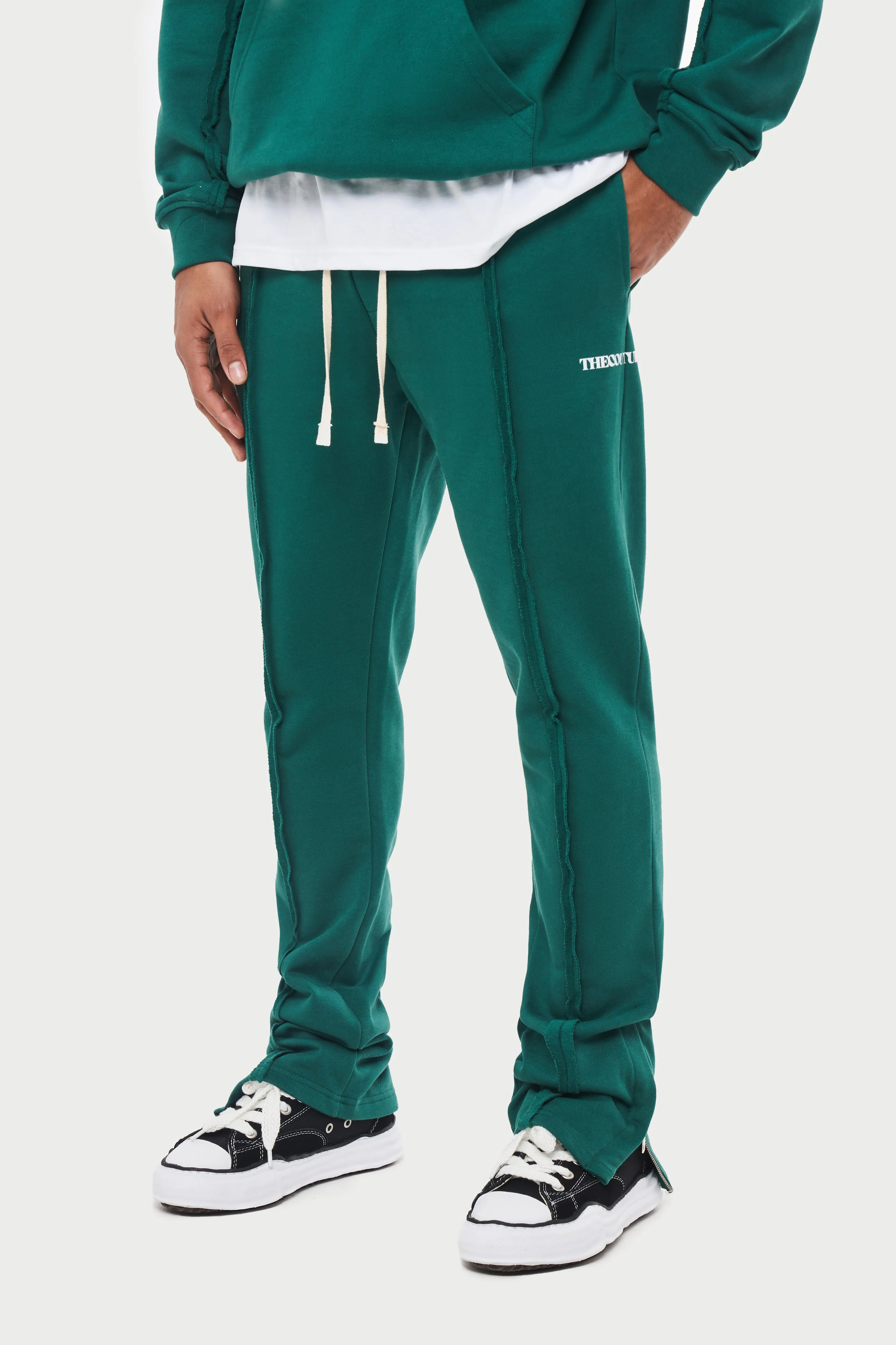 RAW SEAM STRAIGHT LEG JOGGERS - FOREST GREEN sold by The Couture Club product image thumbnail 2