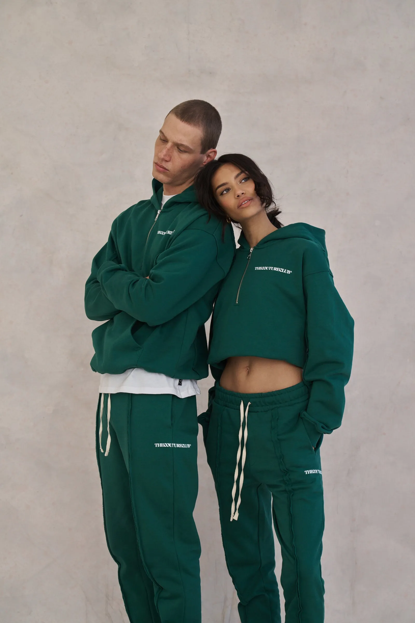RAW SEAM STRAIGHT LEG JOGGERS - FOREST GREEN sold by The Couture Club product image thumbnail 3