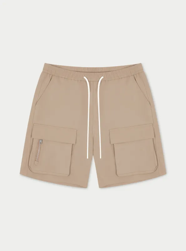 HEAVYWEIGHT ZIP CARGO SHORTS - BEIGE sold by The Couture Club