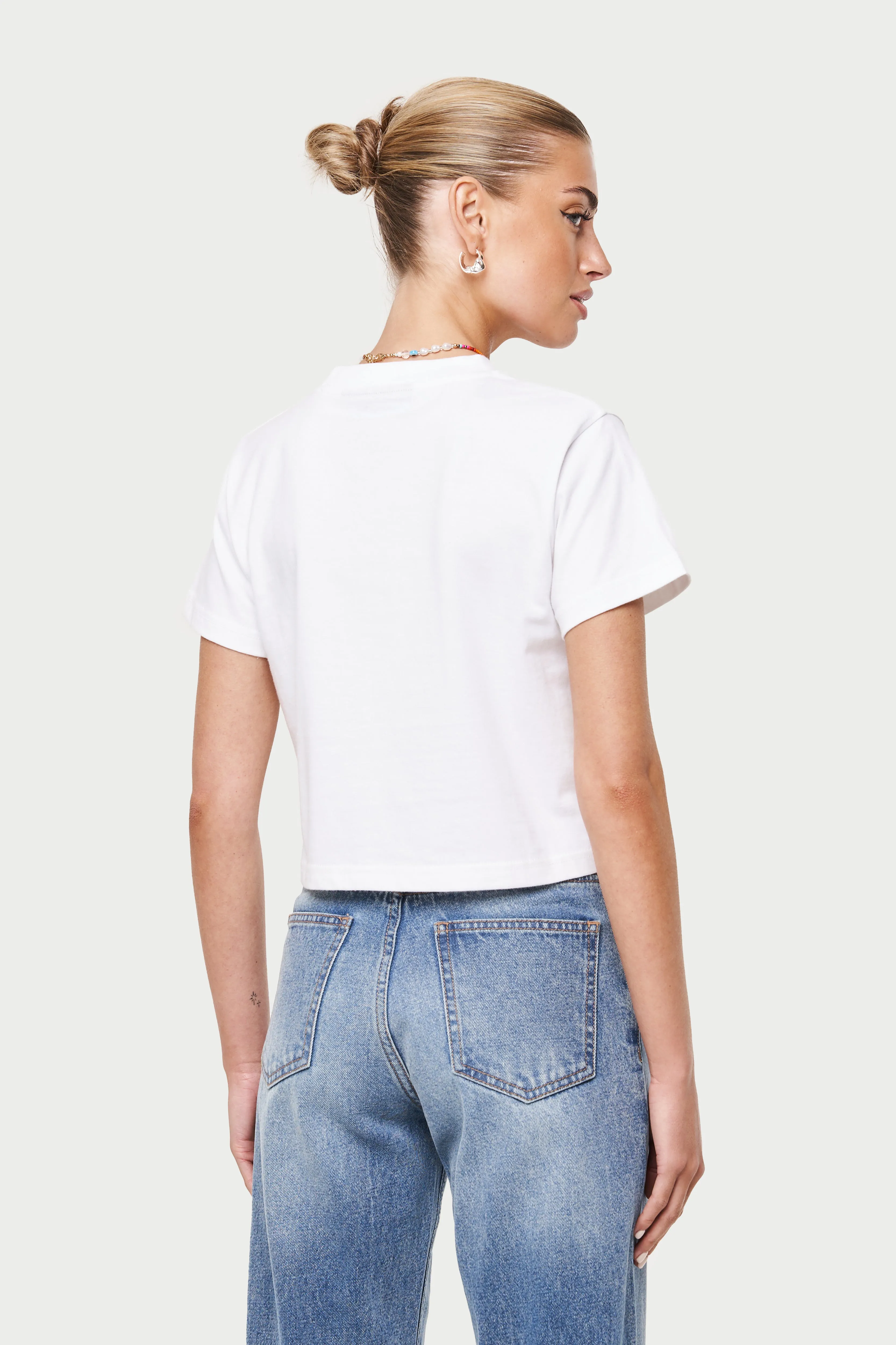 HAWAIIAN PRINT CROPPED T-SHIRT - WHITE sold by The Couture Club product image thumbnail 5