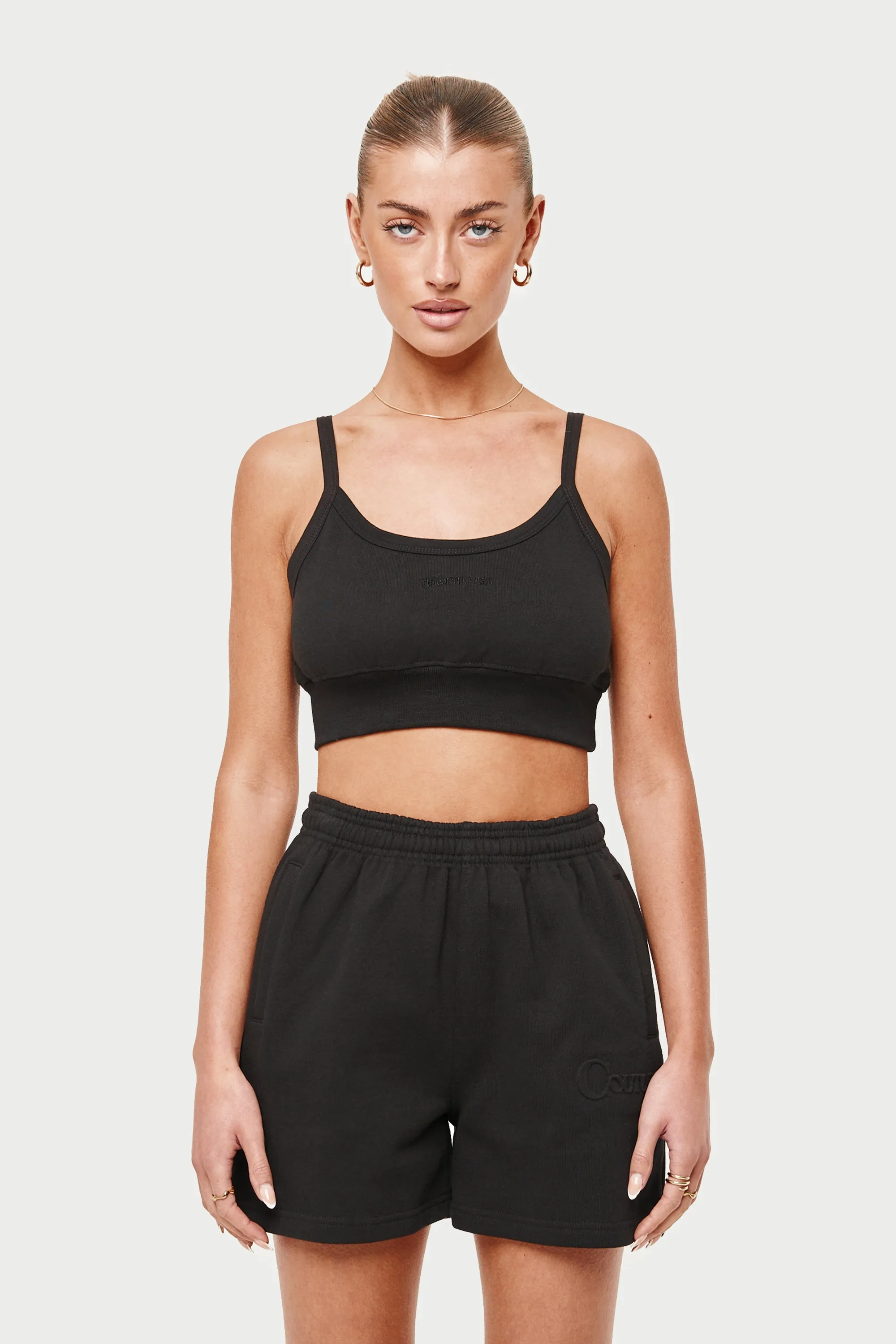 JERSEY LOGO CROP TOP - BLACK sold by The Couture Club product image thumbnail 2