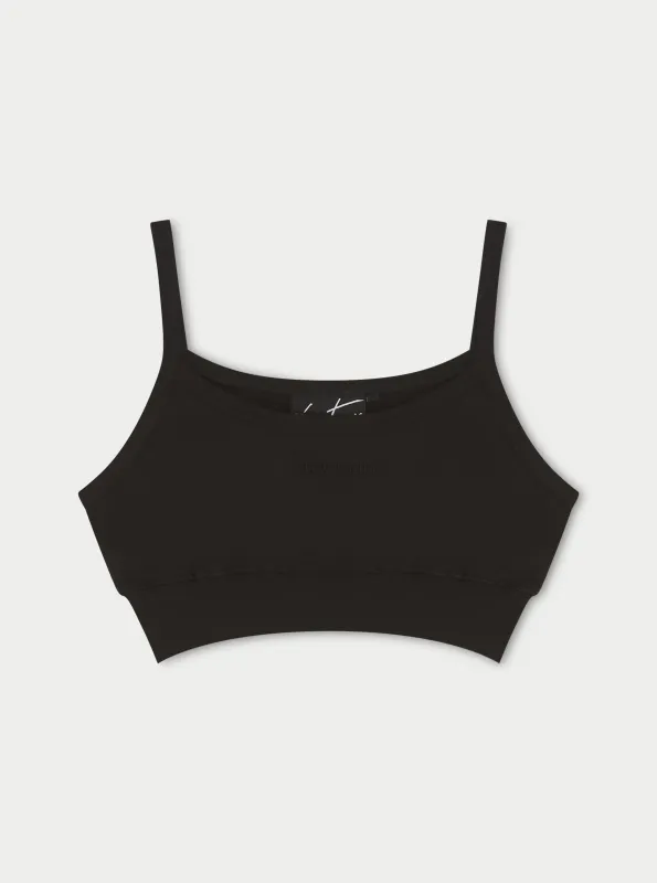 JERSEY LOGO CROP TOP - BLACK sold by The Couture Club