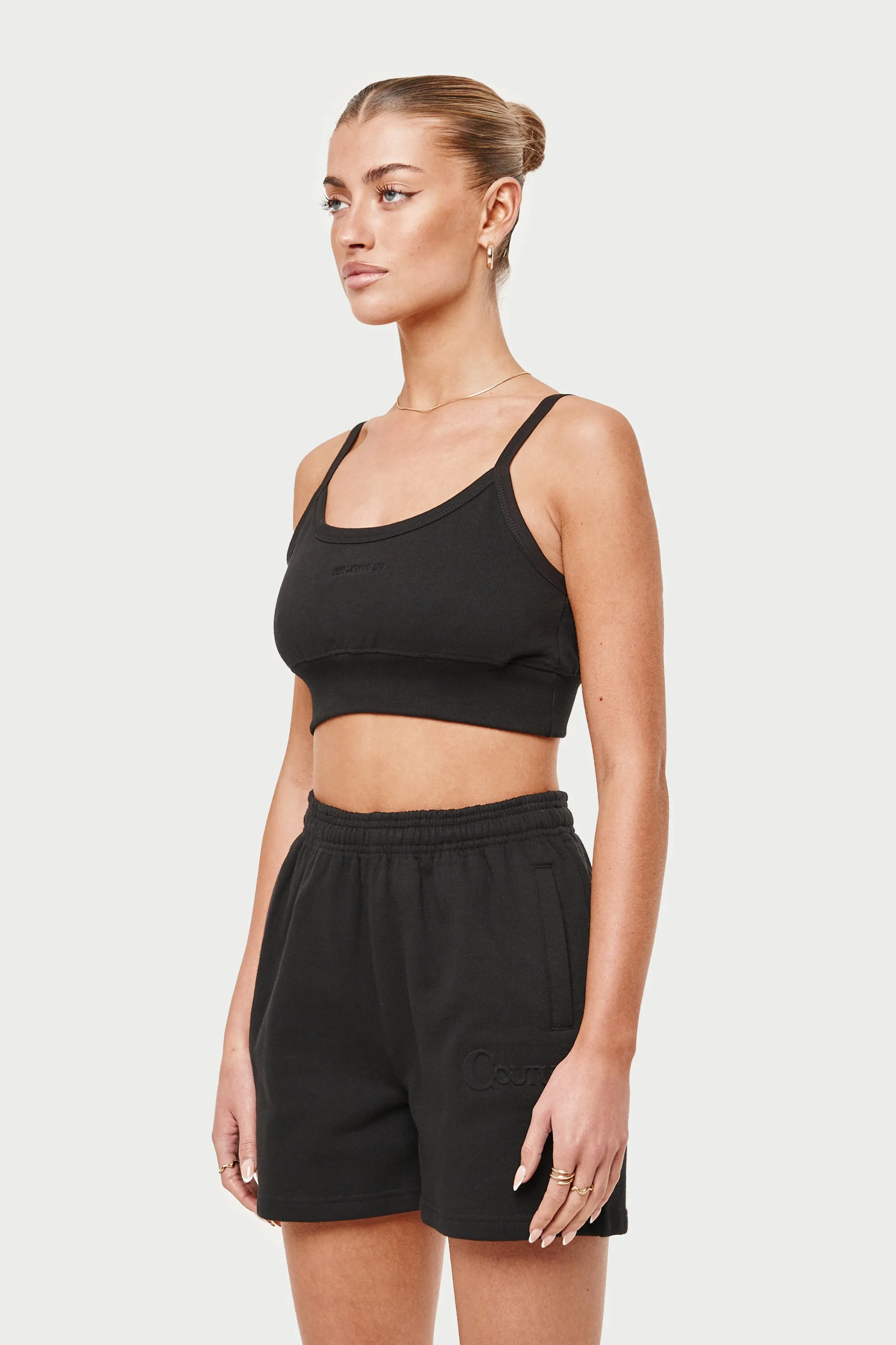 JERSEY LOGO CROP TOP - BLACK sold by The Couture Club product image thumbnail 4
