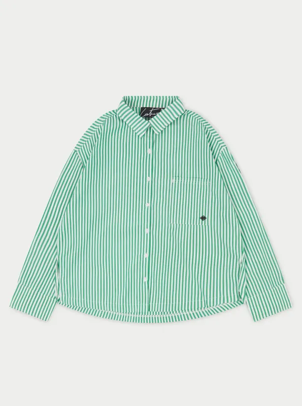 EMBLEM STRIPE OVERSIZED SHIRT - GREEN sold by The Couture Club