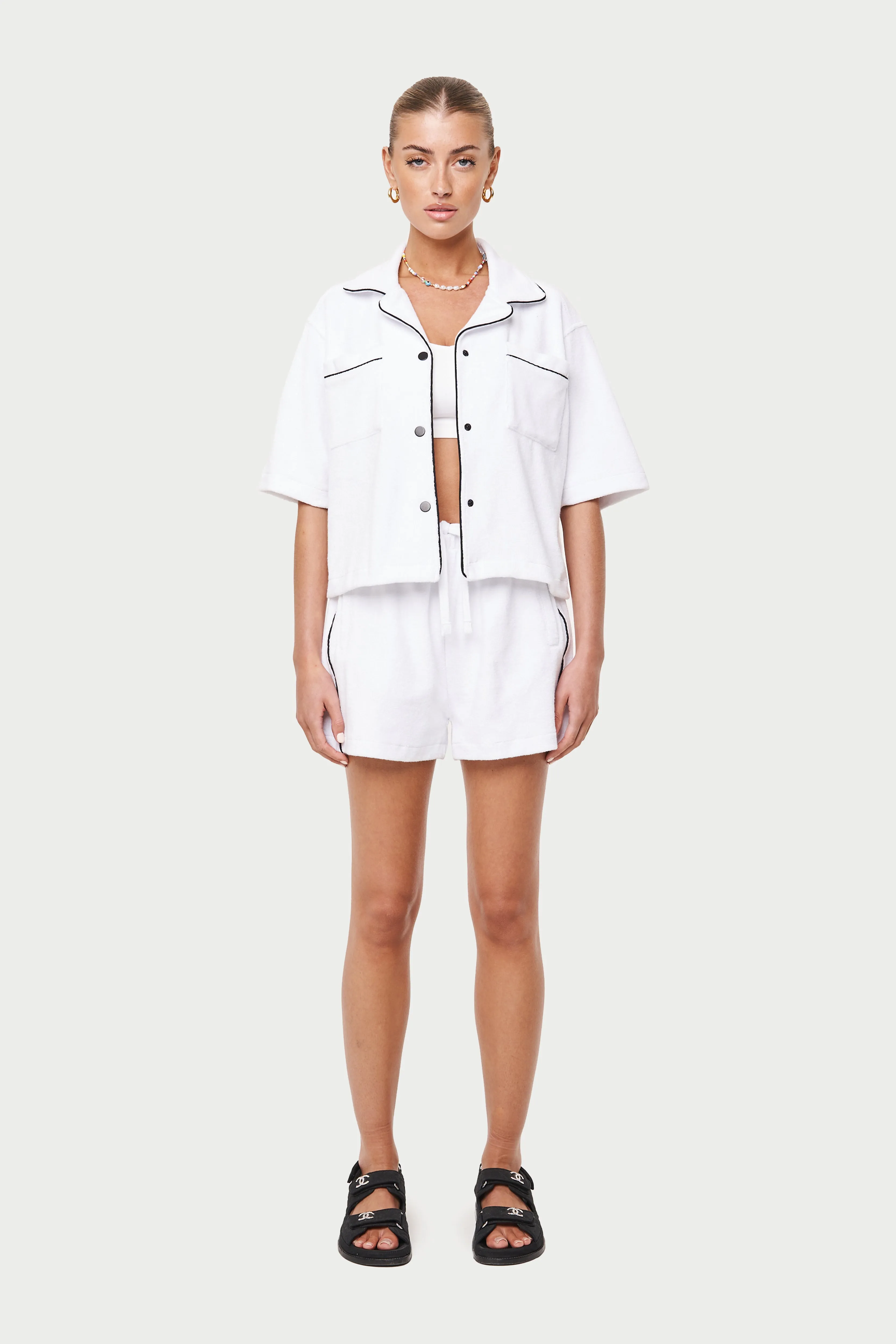 HEAVYWEIGHT TOWELLED RESORT SHORTS - WHITE sold by The Couture Club product image thumbnail 2