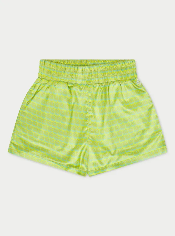 EMBLEM PRINTED RESORT SHORTS - YELLOW sold by The Couture Club