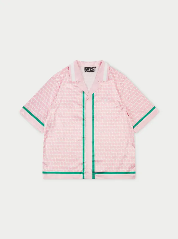 EMBLEM PRINTED RESORT SHIRT - PINK sold by The Couture Club