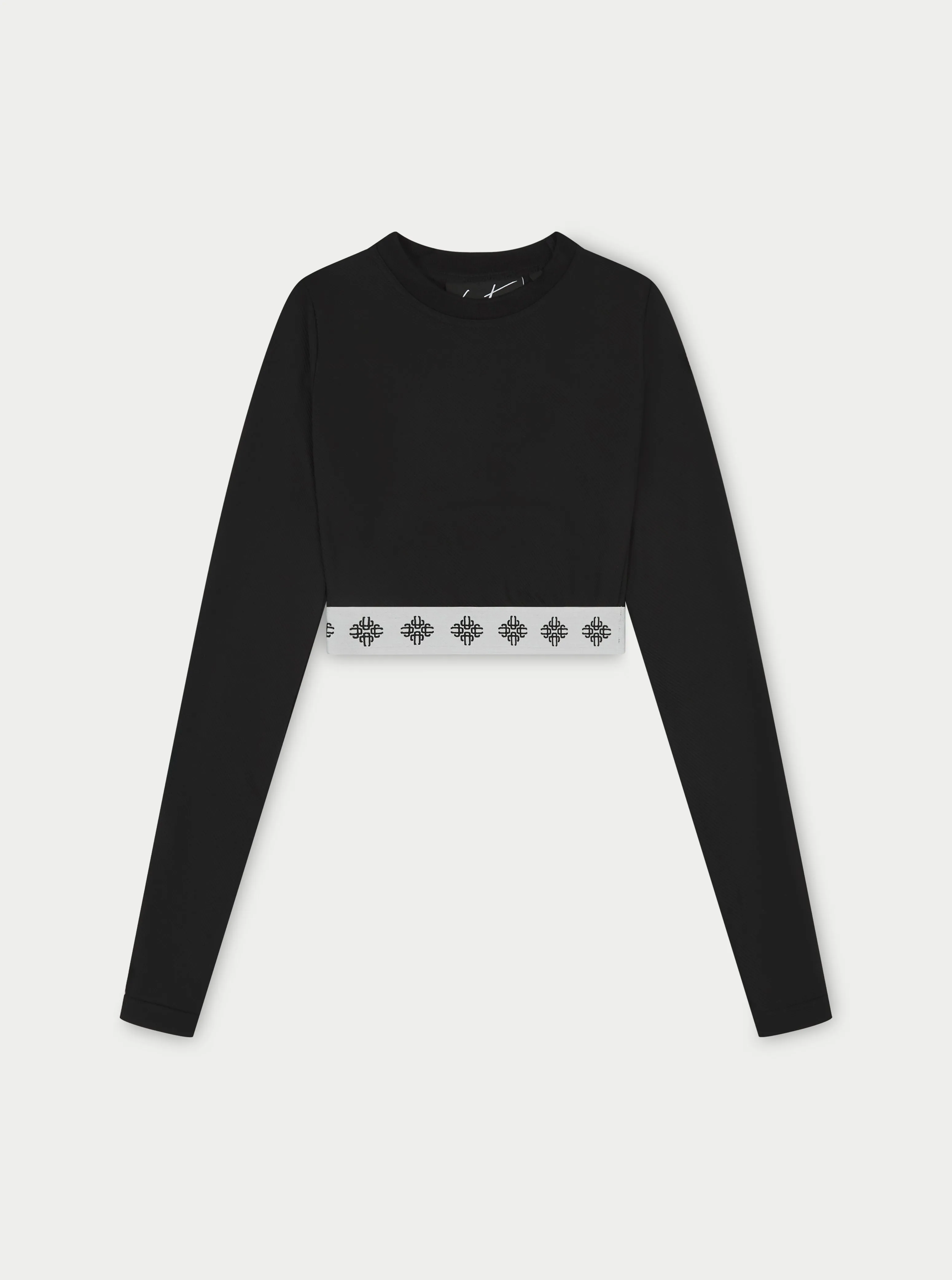 BRANDED WAISTBAND FITTED RIBBED TOP - BLACK sold by The Couture Club