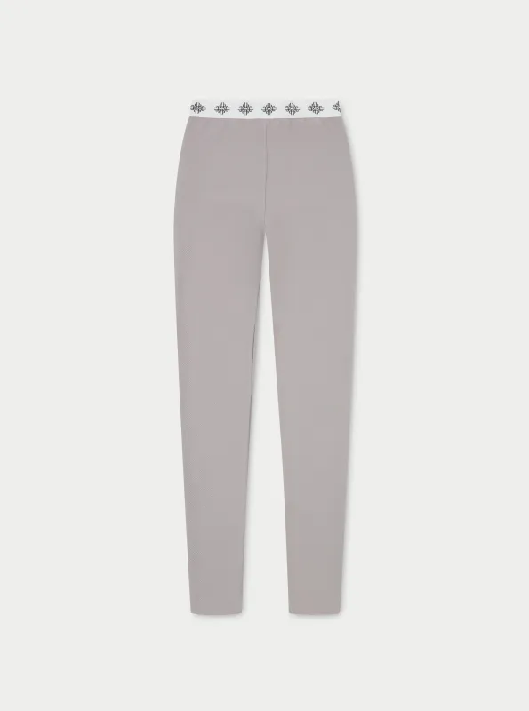 BRANDED WAISTBAND RIBBED LEGGINGS - GREY sold by The Couture Club