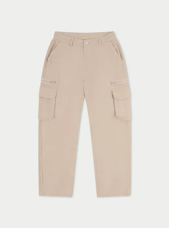 PATCH POCKET TWILL CARGOS - BEIGE sold by The Couture Club