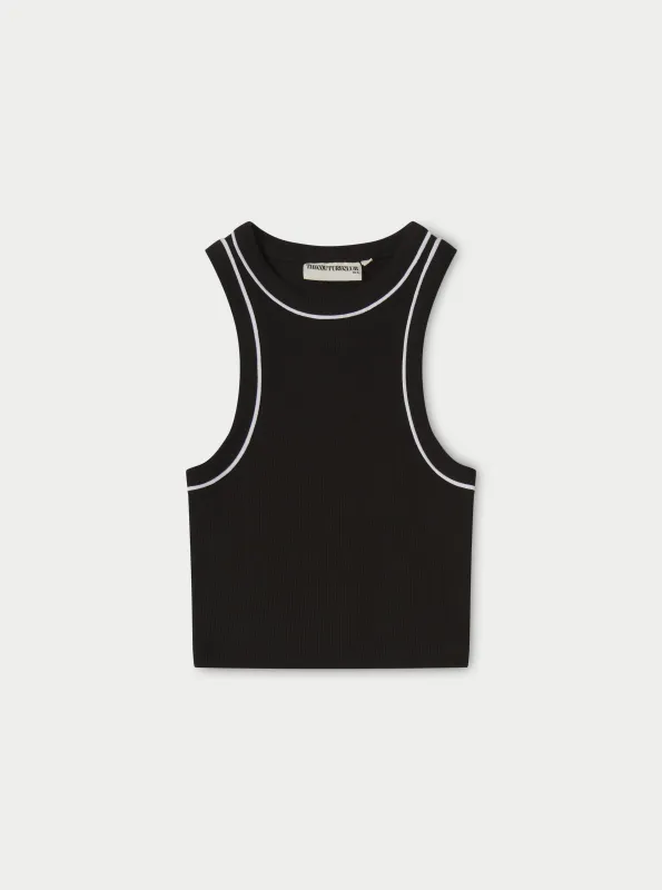 PIPED RACER CROP TOP - BLACK sold by The Couture Club