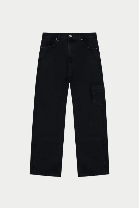 MULTI POCKET WASHED JEAN - BLACK WASH sold by The Couture Club