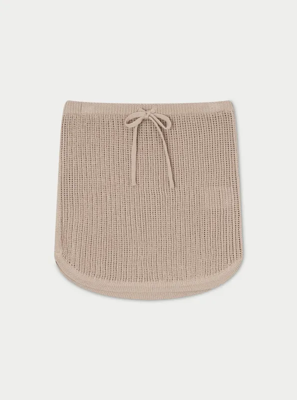 KNITTED SKIRT - BEIGE sold by The Couture Club